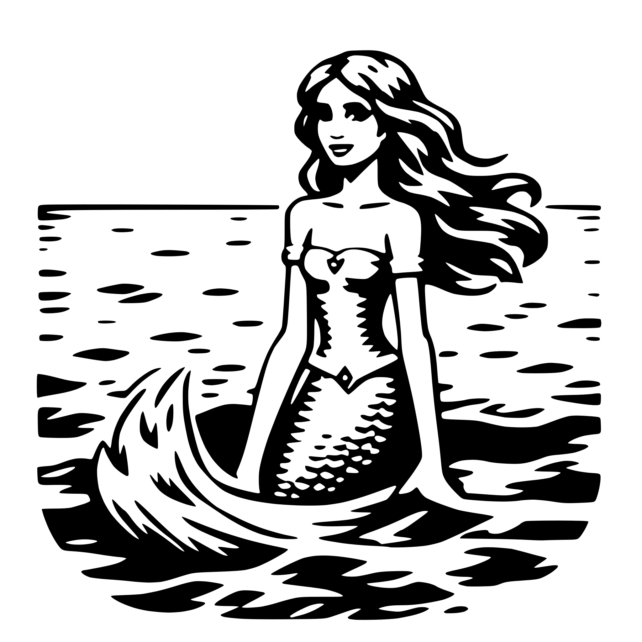 AI-generated SVG of 'mermaid and waves'