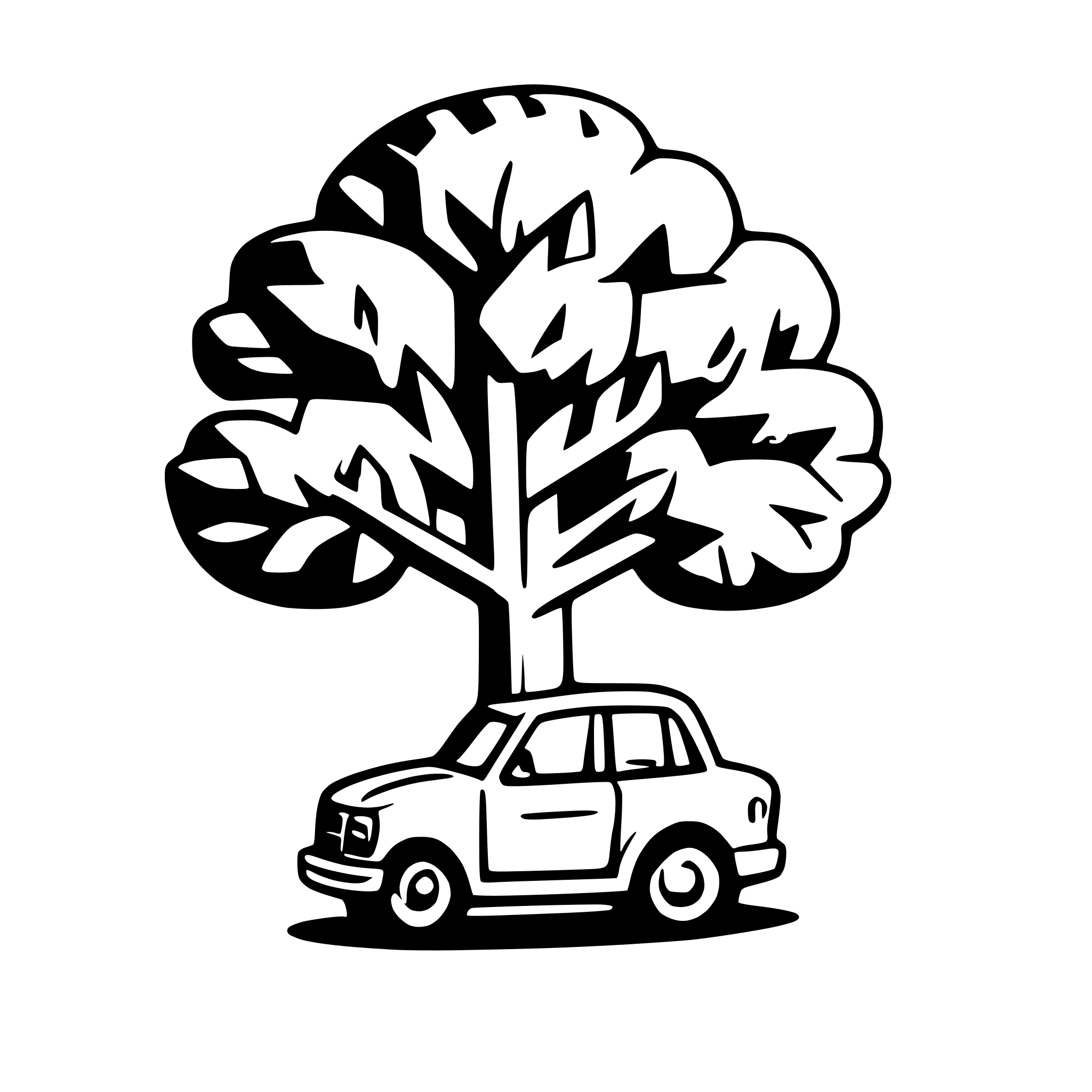 AI-generated SVG of a a tree with a car in front of it.