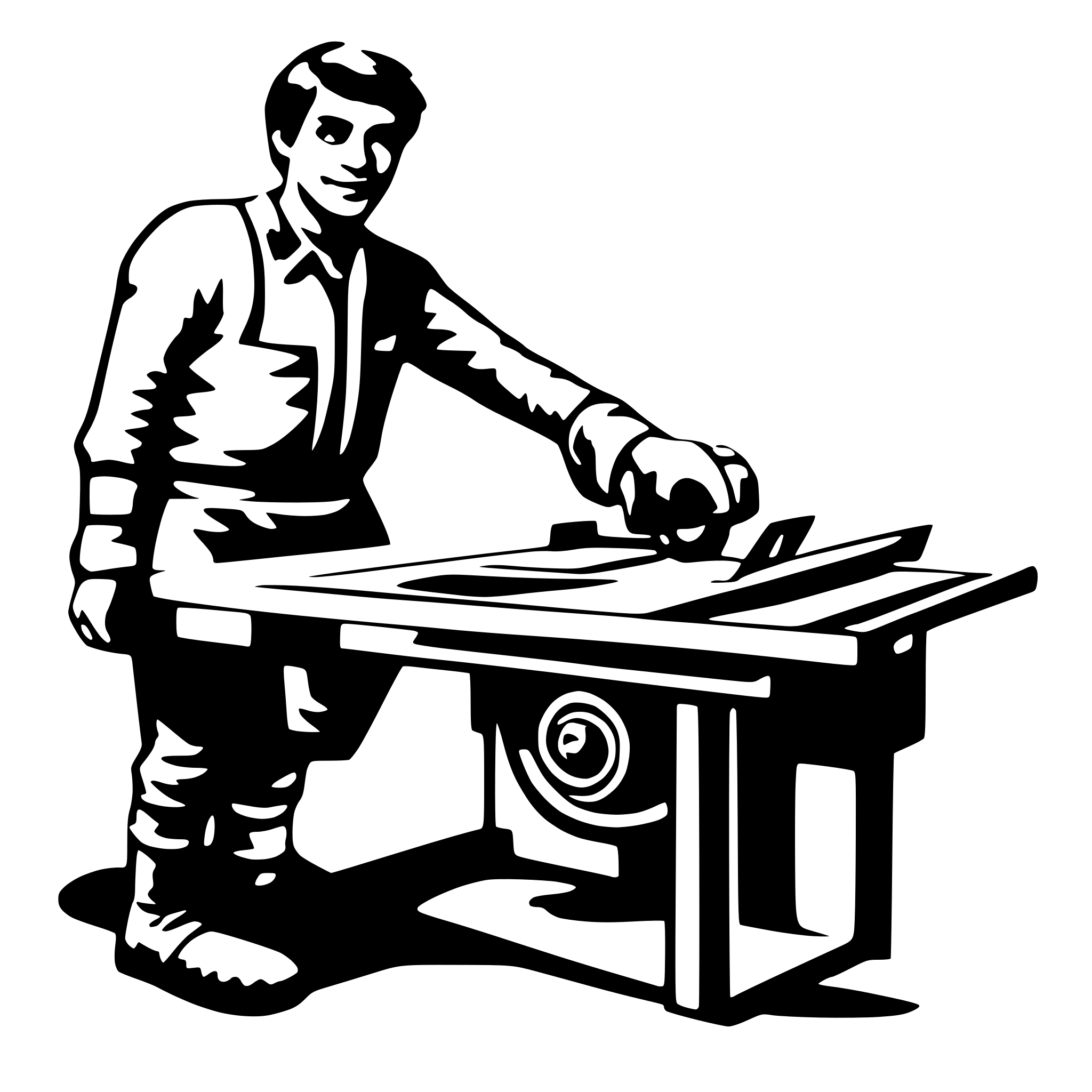 AI-generated SVG of 'man with table saw'