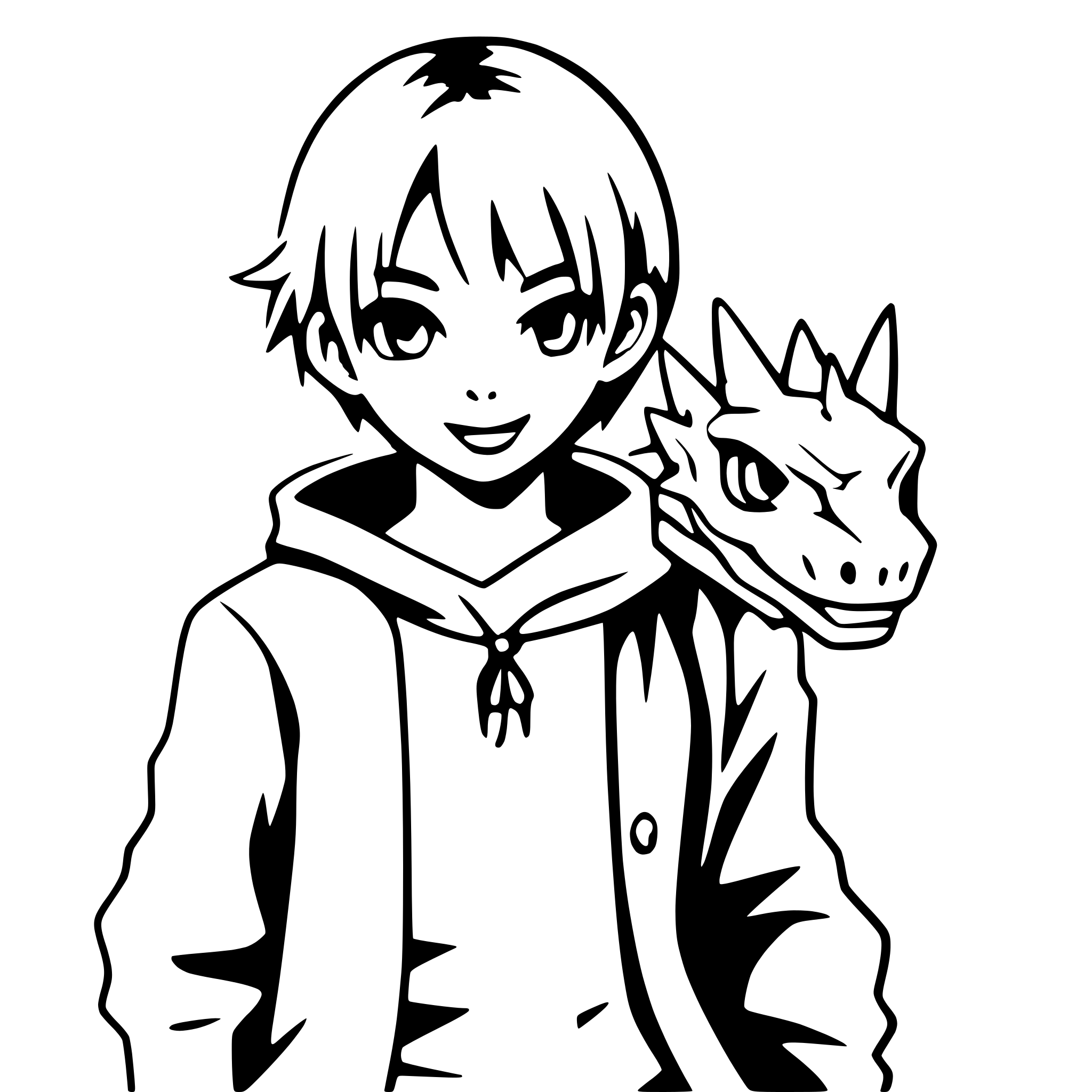 AI-generated SVG of a boy with dragon companion