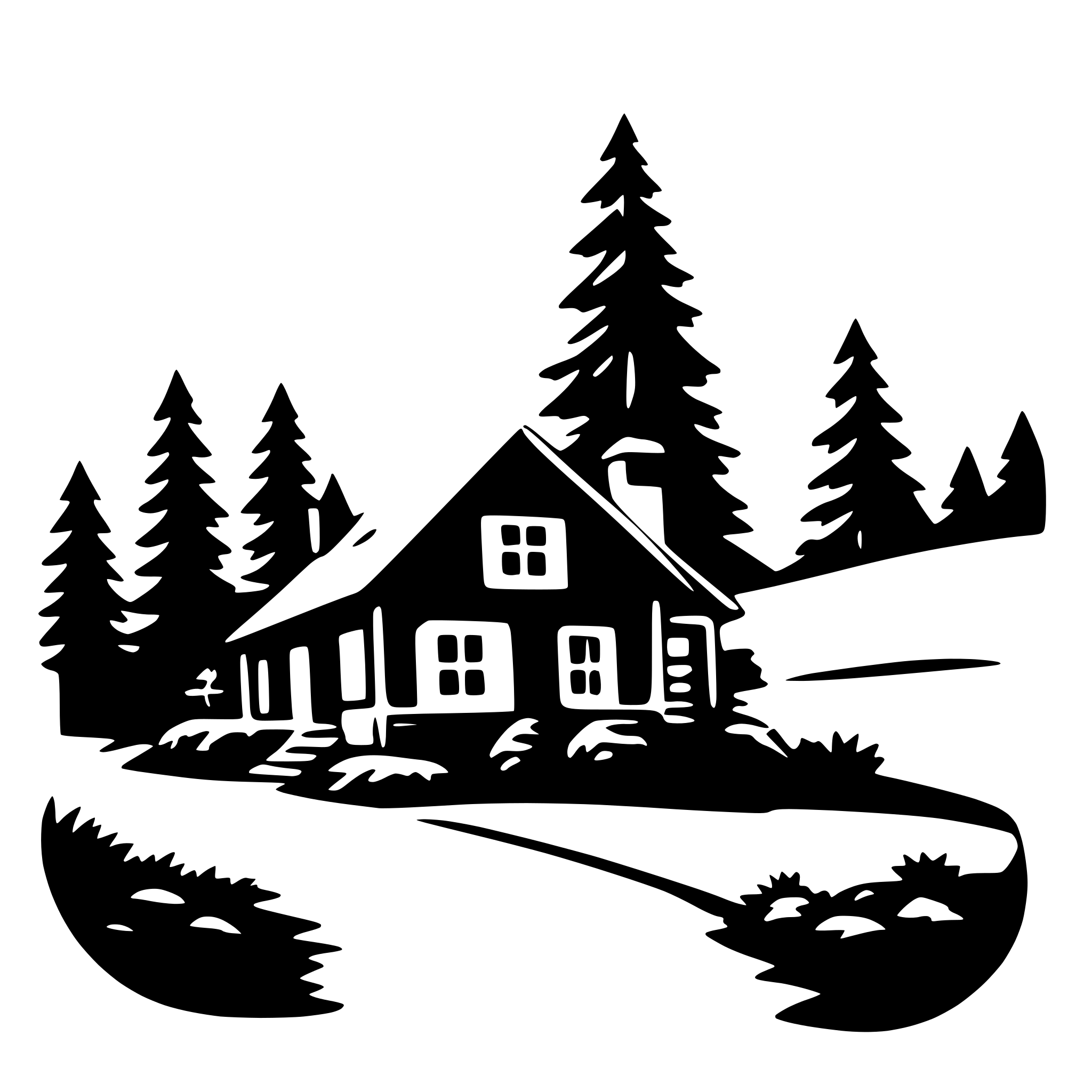AI-generated SVG of a mountain retreat