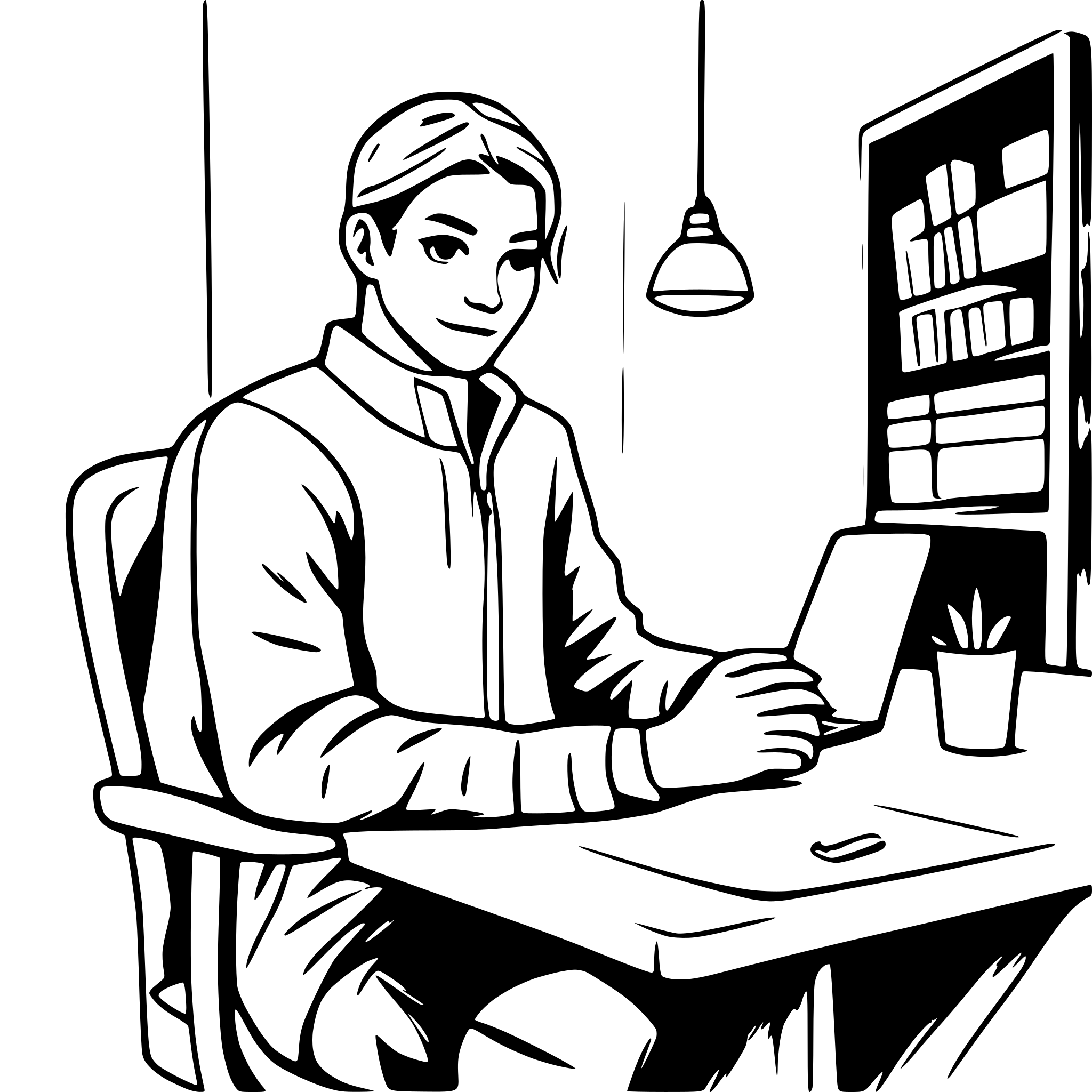 AI-generated SVG of 'man sitting on the desk'
