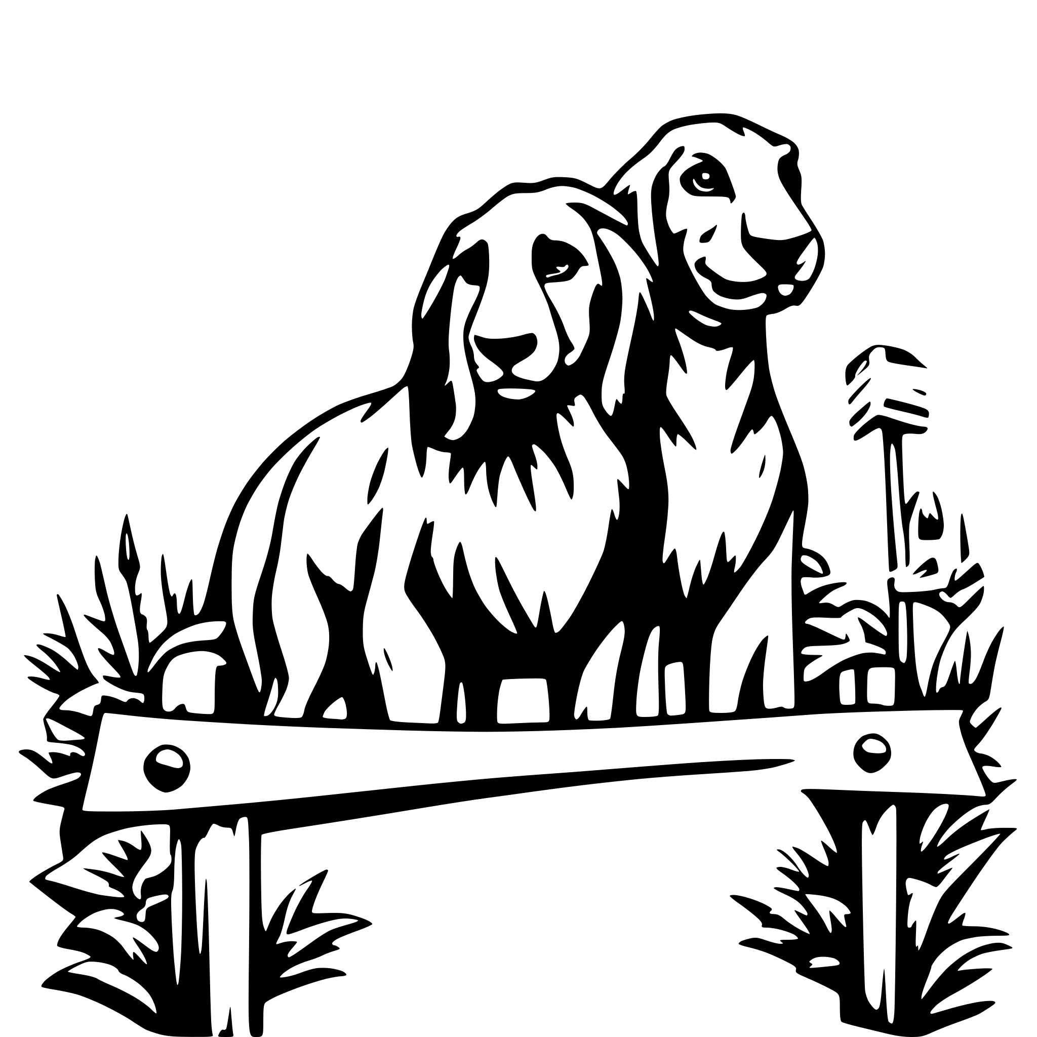 AI-generated SVG of a create a blank name sign ribbon banner with safari animals peeking out coloring page svg