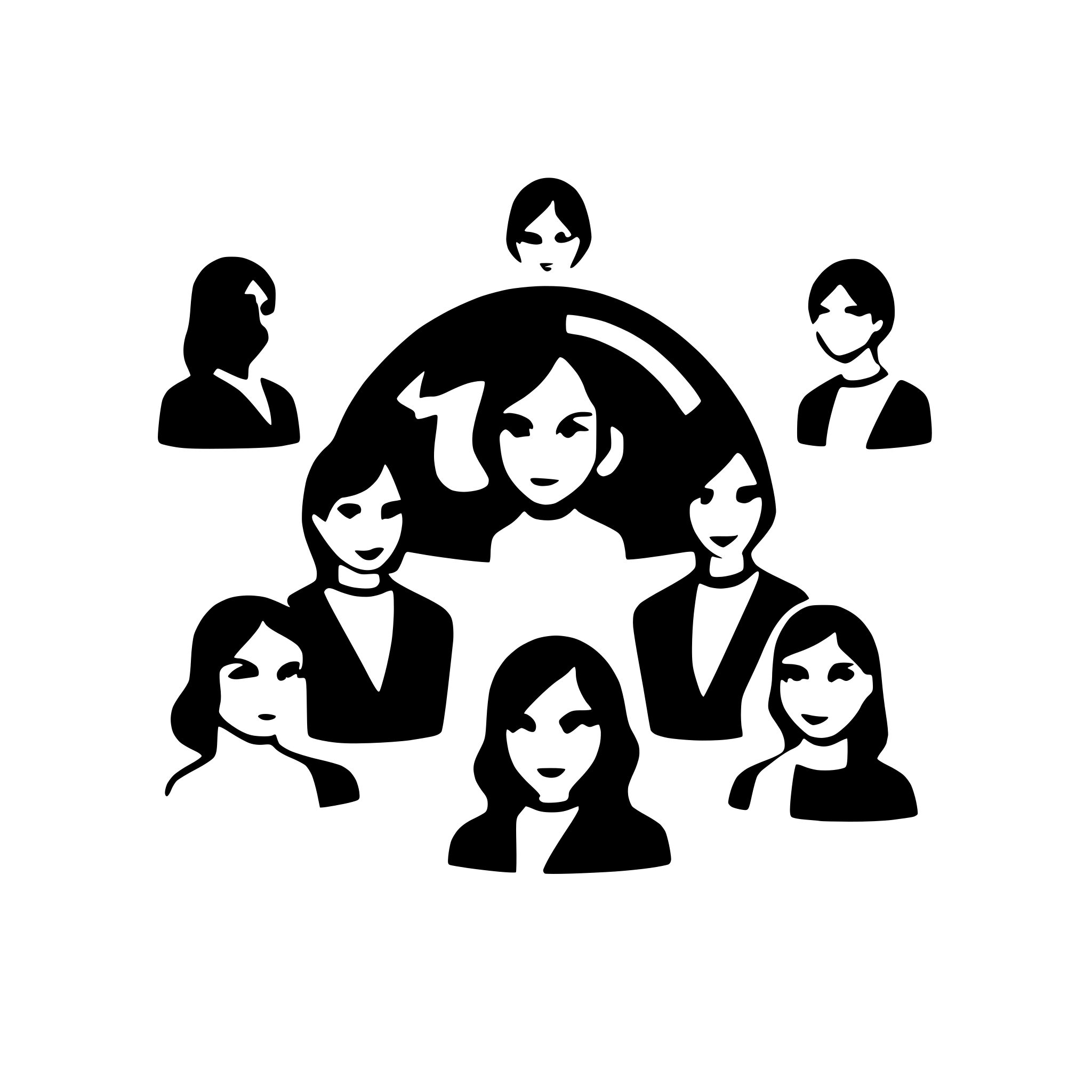 AI-generated SVG of a An abstract icon image for an advanced AI classroom solution shows a group of students attending to the teacher showing student faces facing front viewed from front top