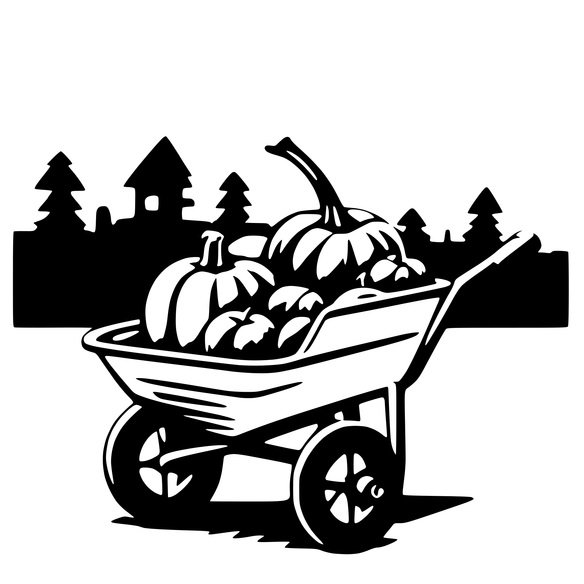 AI-generated SVG of a wheelbarrow with pumpkins