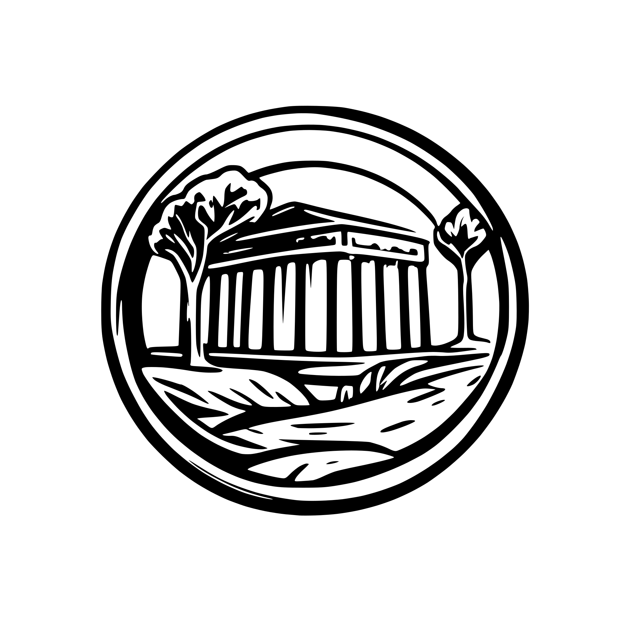 AI-generated SVG of a draw a greek temple in the foreground with  olive trees in the background as a logo for a farm producing Sicilian extra virgin olive oil
