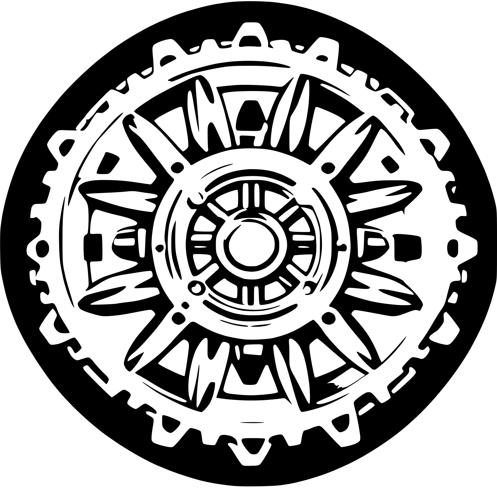 AI-generated SVG of 'mechanical sprocket mandala'