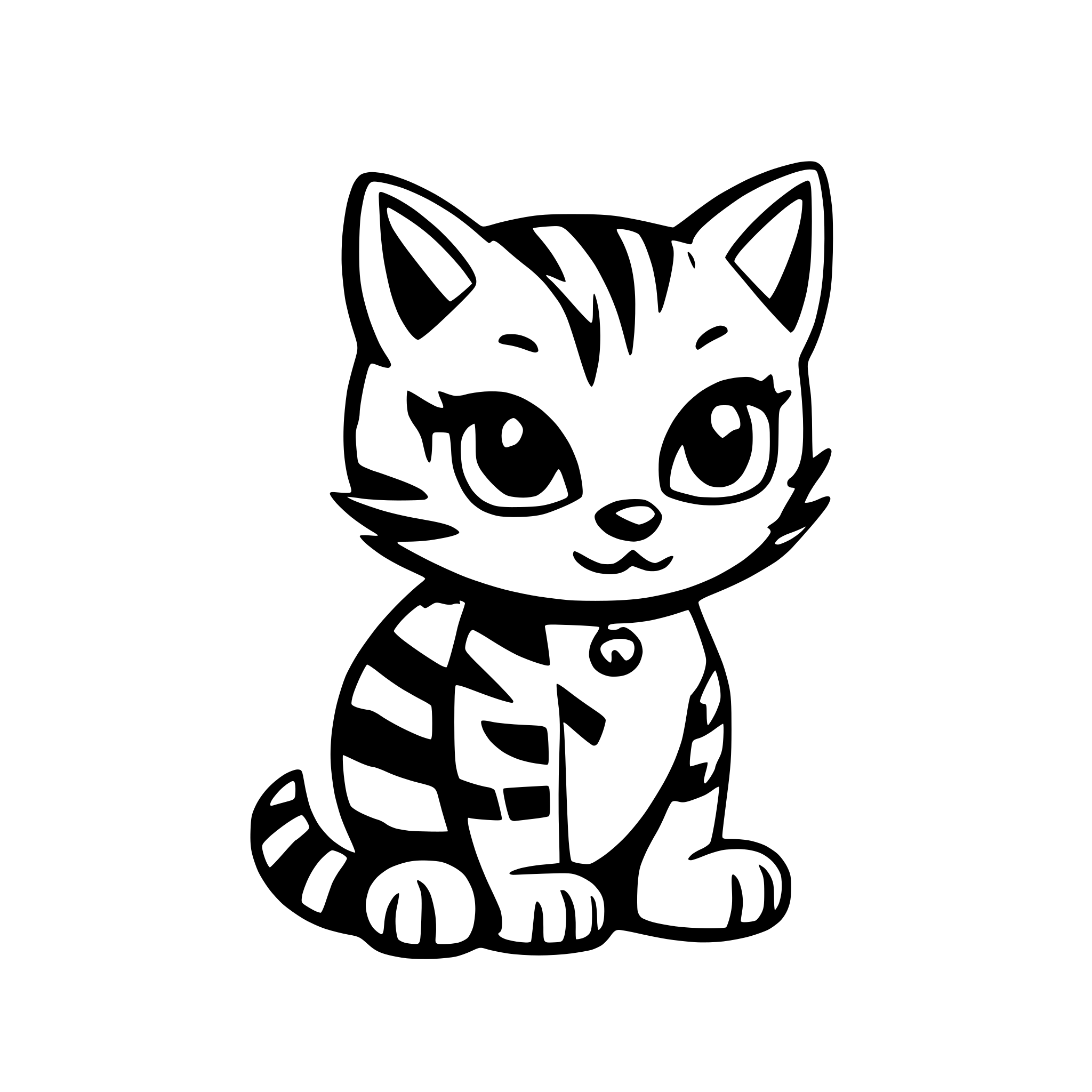 AI-generated SVG of 'Cute cat cartoon style tabby in 4 colours'
