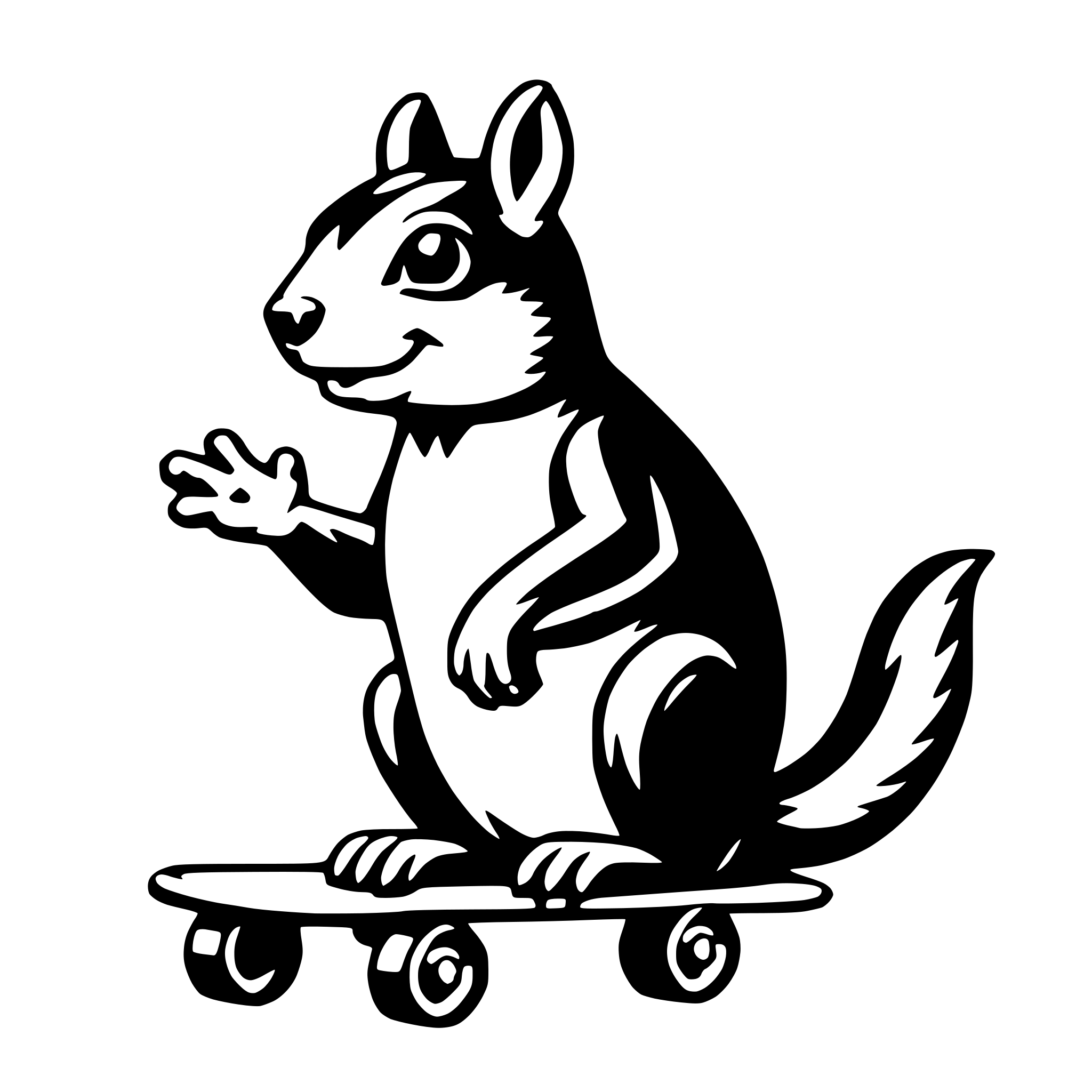 AI-generated SVG of a squirrel with skateboard