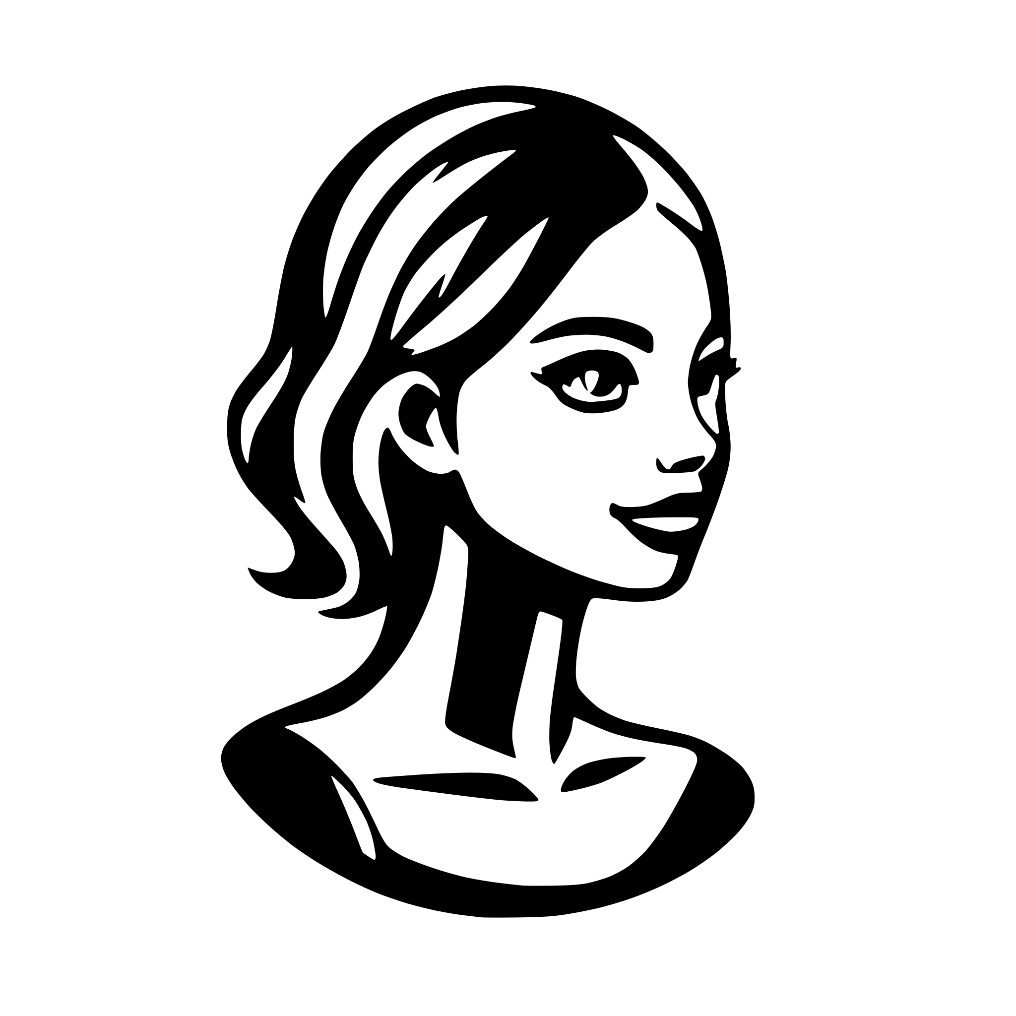 AI-generated SVG of a profile view of a face, single line