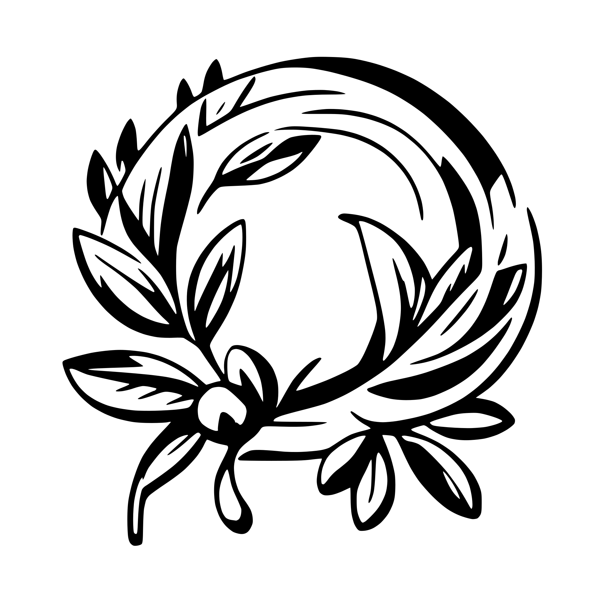 AI-generated SVG of a cursive G with olive branches around it