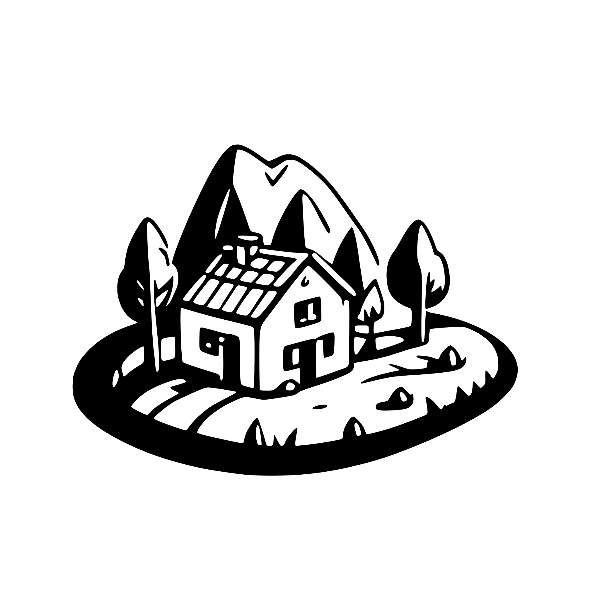 AI-generated SVG of 'land landscape little house'