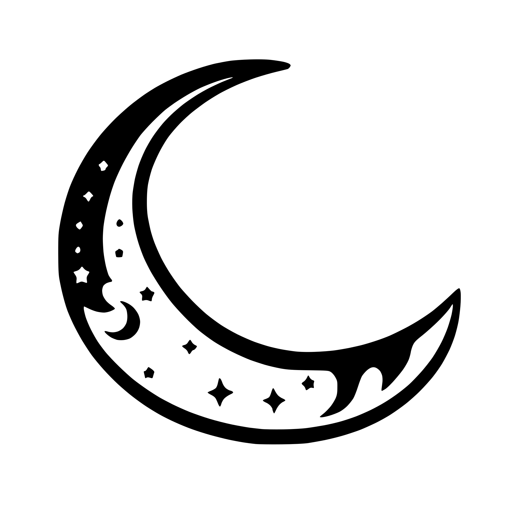 AI-generated SVG of 'crescent moon with stars'