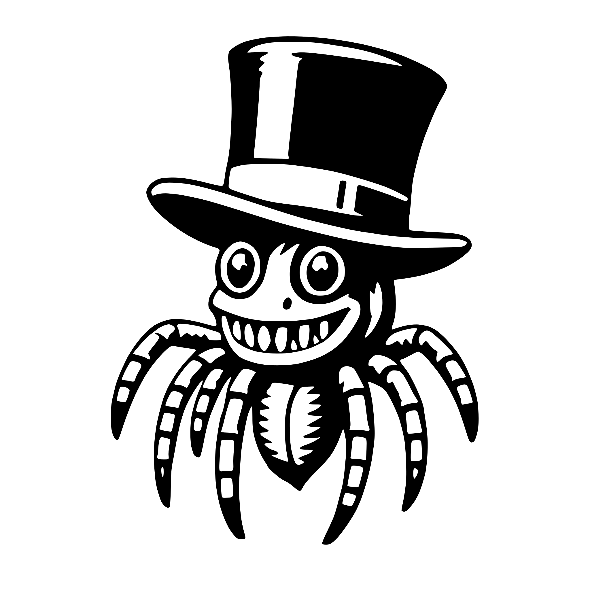 AI-generated SVG of a tarantula with top hat