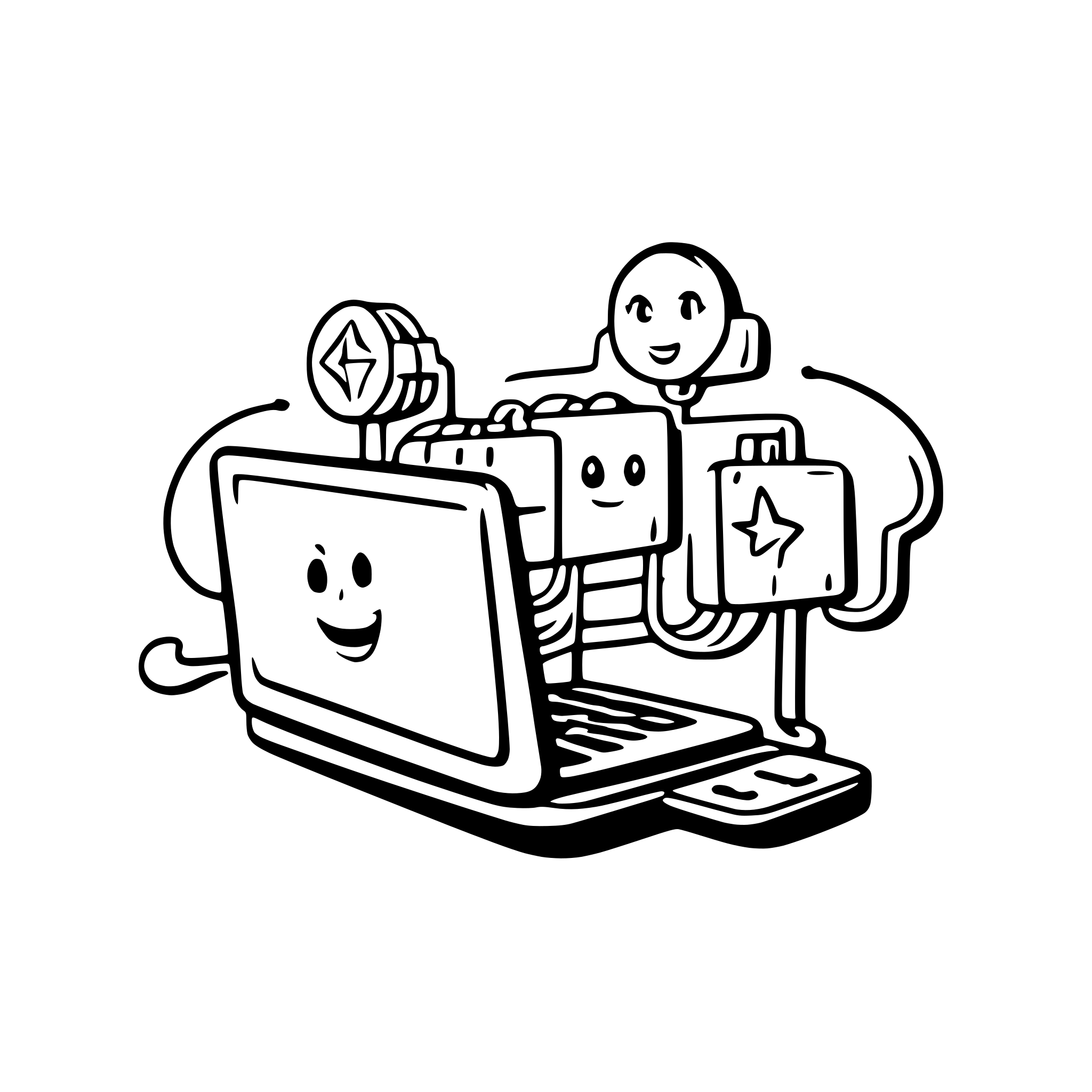 AI-generated SVG of a a laptop connecting to multiple servers through load balancing