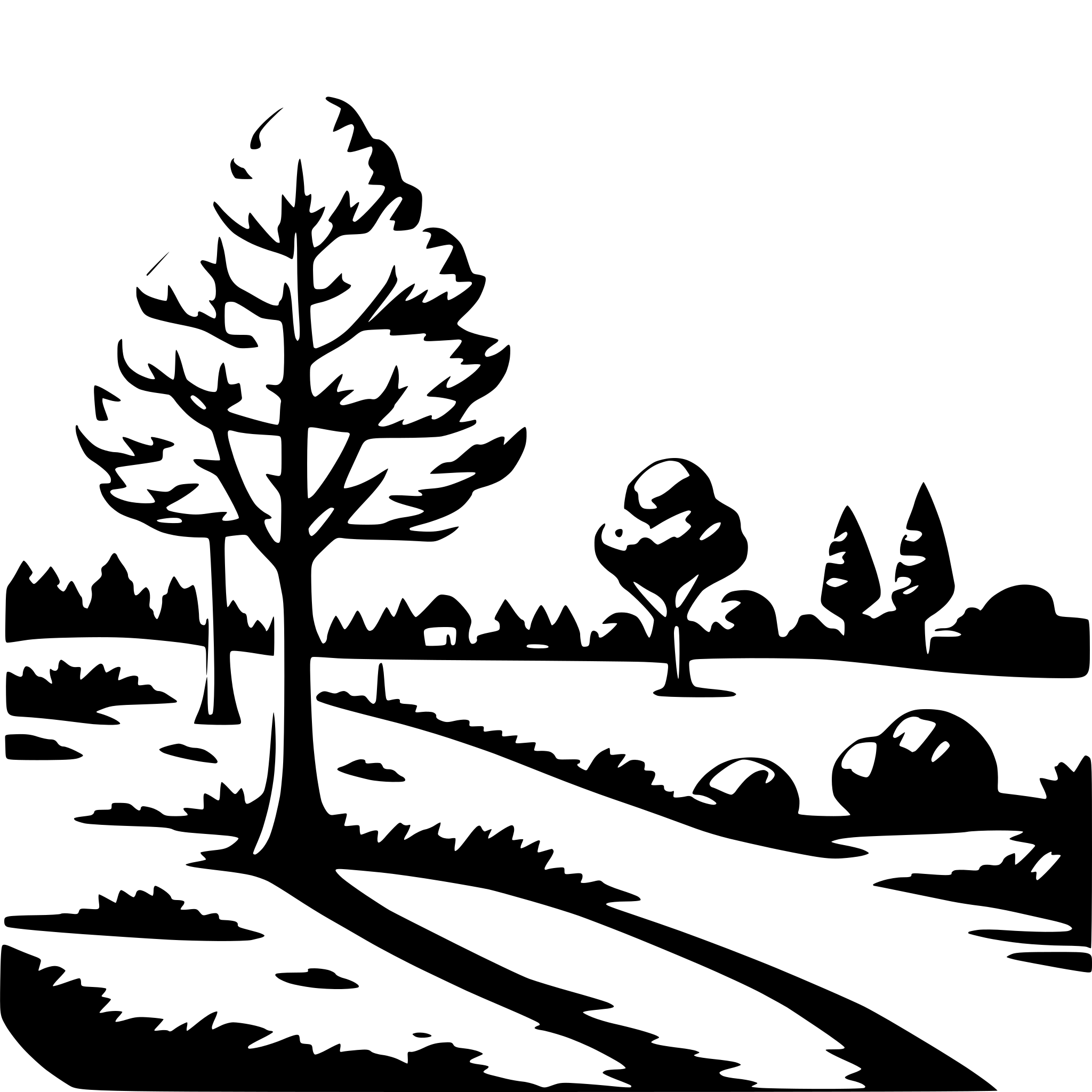 AI-generated SVG of a low detail, landscape, simple, trees