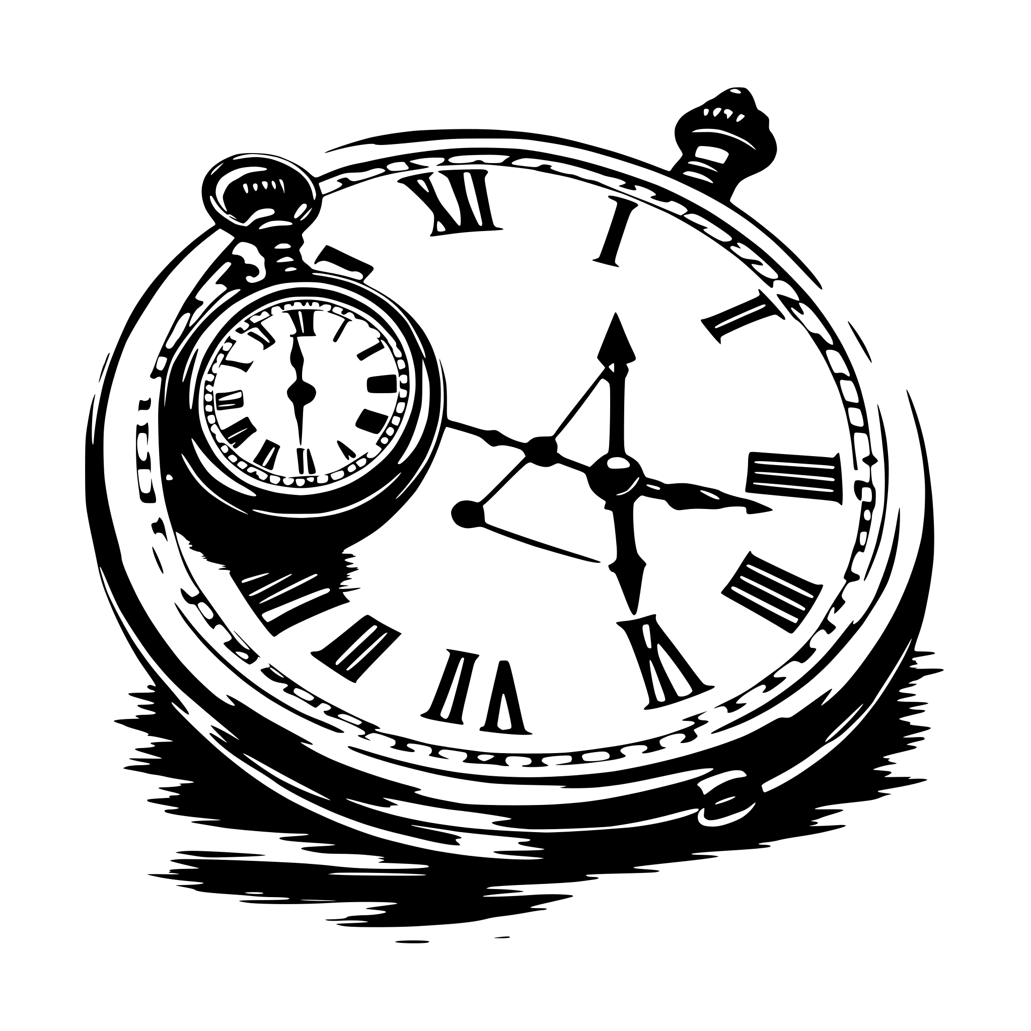 AI-generated SVG of a A detailed SVG depiction of a classic pocket watch. The watch is shown with its lid open, revealing Roman numerals on the clock face and ornate clock hands. There’s a small chain attached to the watch, resting in a looped pattern. The design is minimalistic yet elegant. AI-generated SVG of a A detailed SVG depiction of a classic pocket watch. The watch is shown with its lid open, revealing Roman numerals on the clock face and ornate clock hands. There’s a small chain attached to the watch, resting in a looped pattern. The design is minimalistic yet elegant.