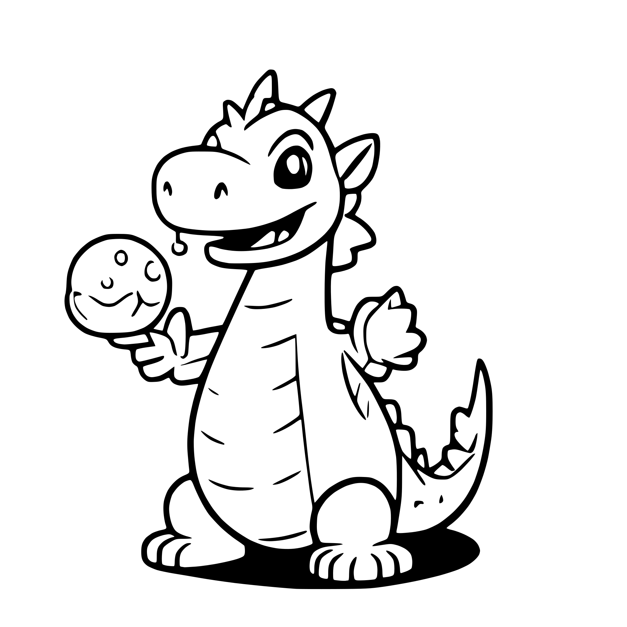 AI-generated SVG of a a friendly dragon blowing bubbles