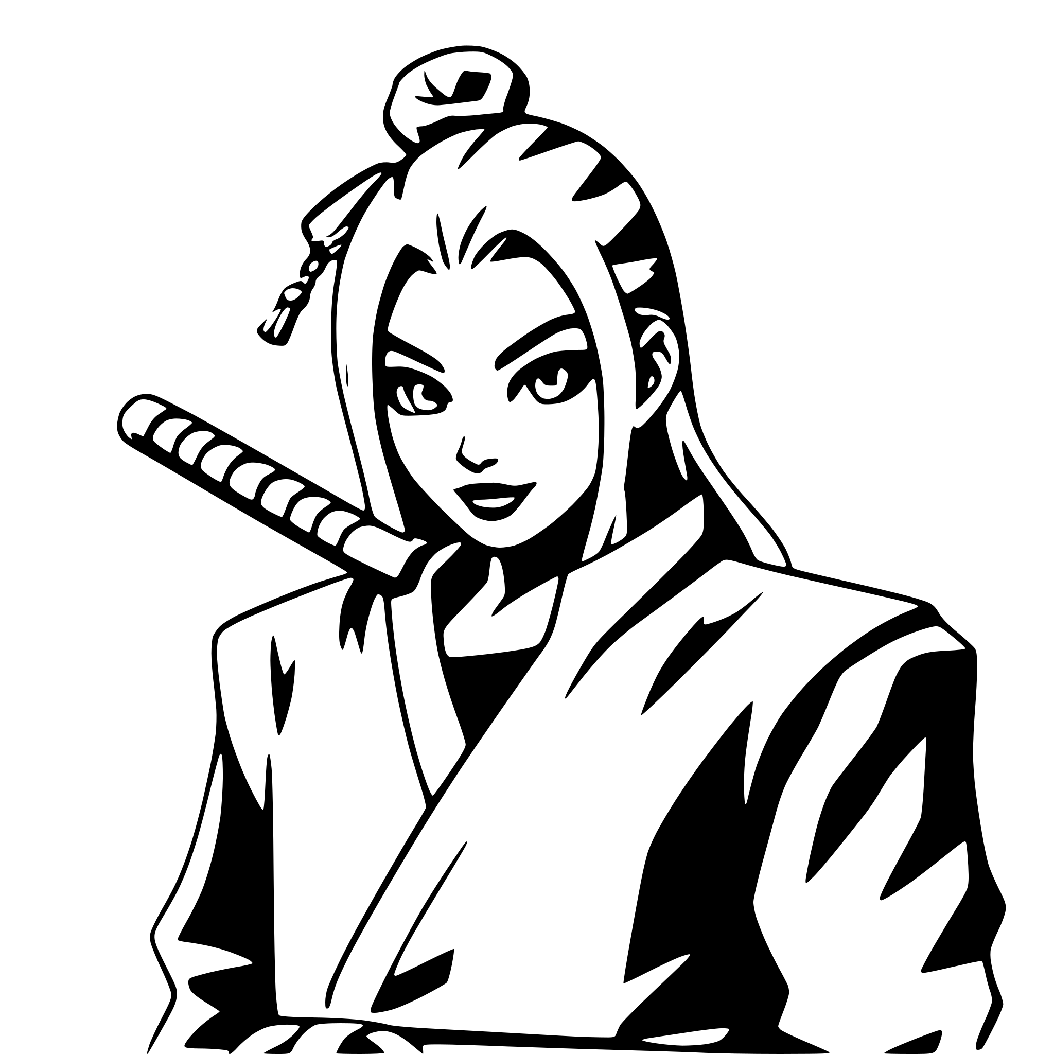 AI-generated SVG of a samurai with fierce expression