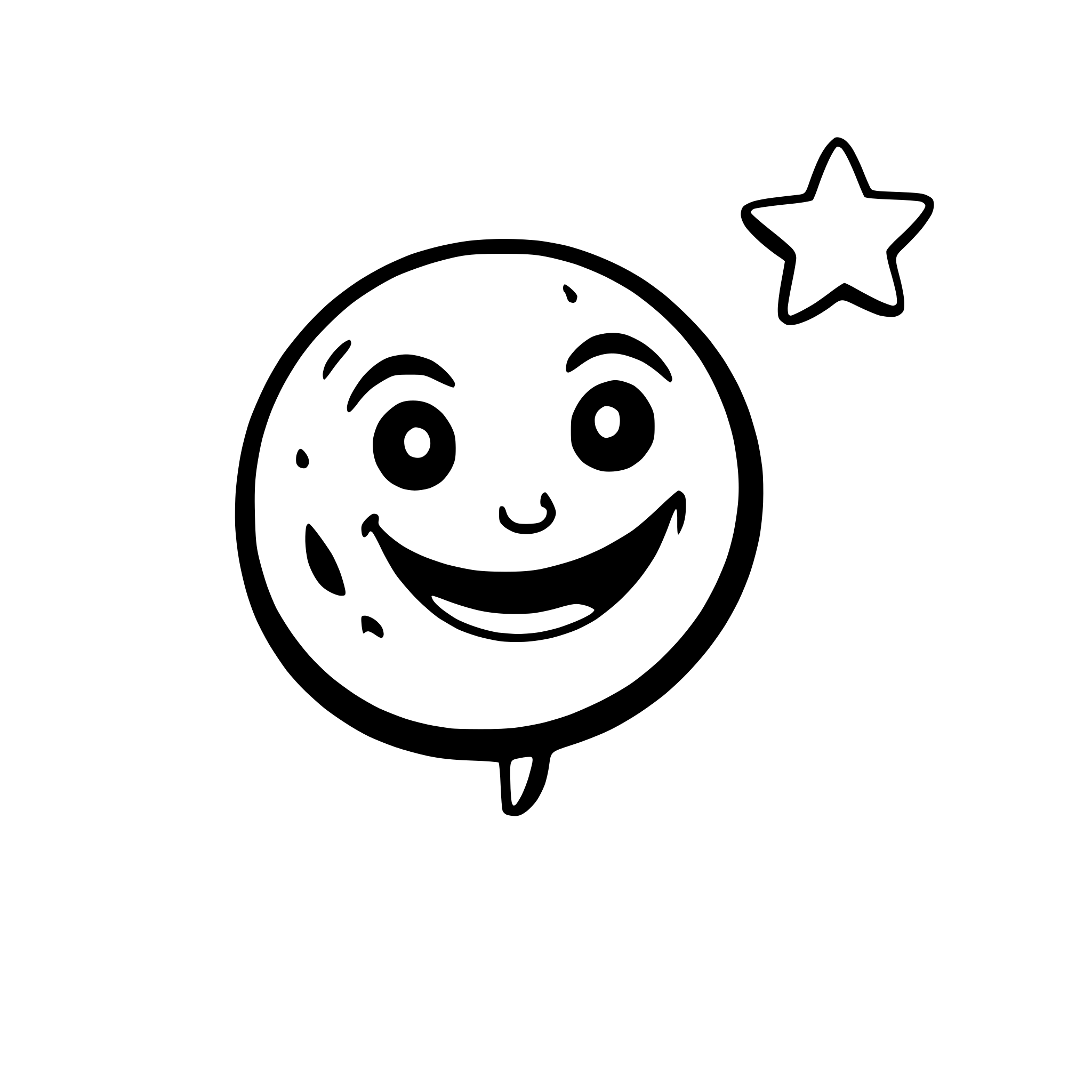 AI-generated SVG of 'a smiling moon playing with stars'