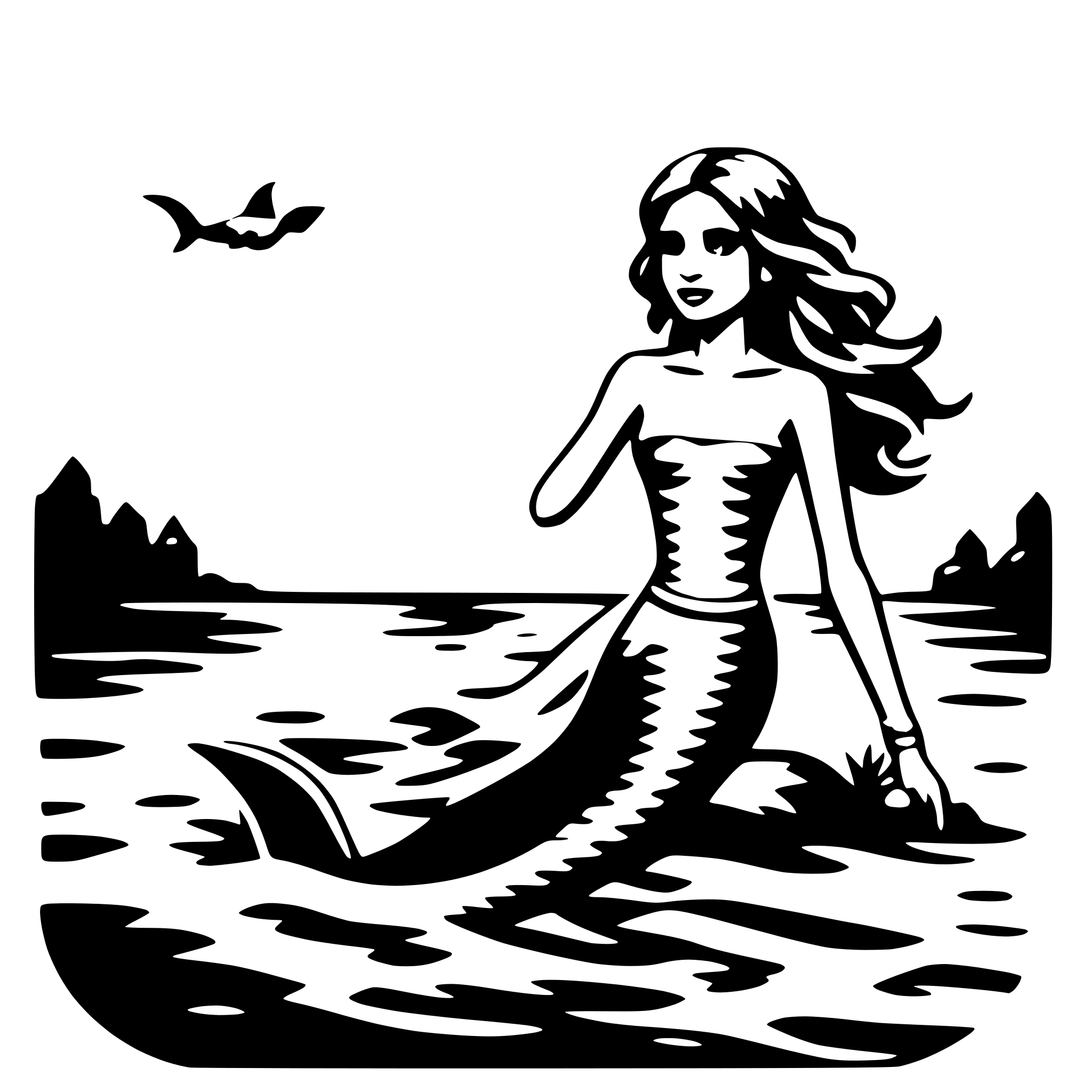 AI-generated SVG of 'mermaid and waves'