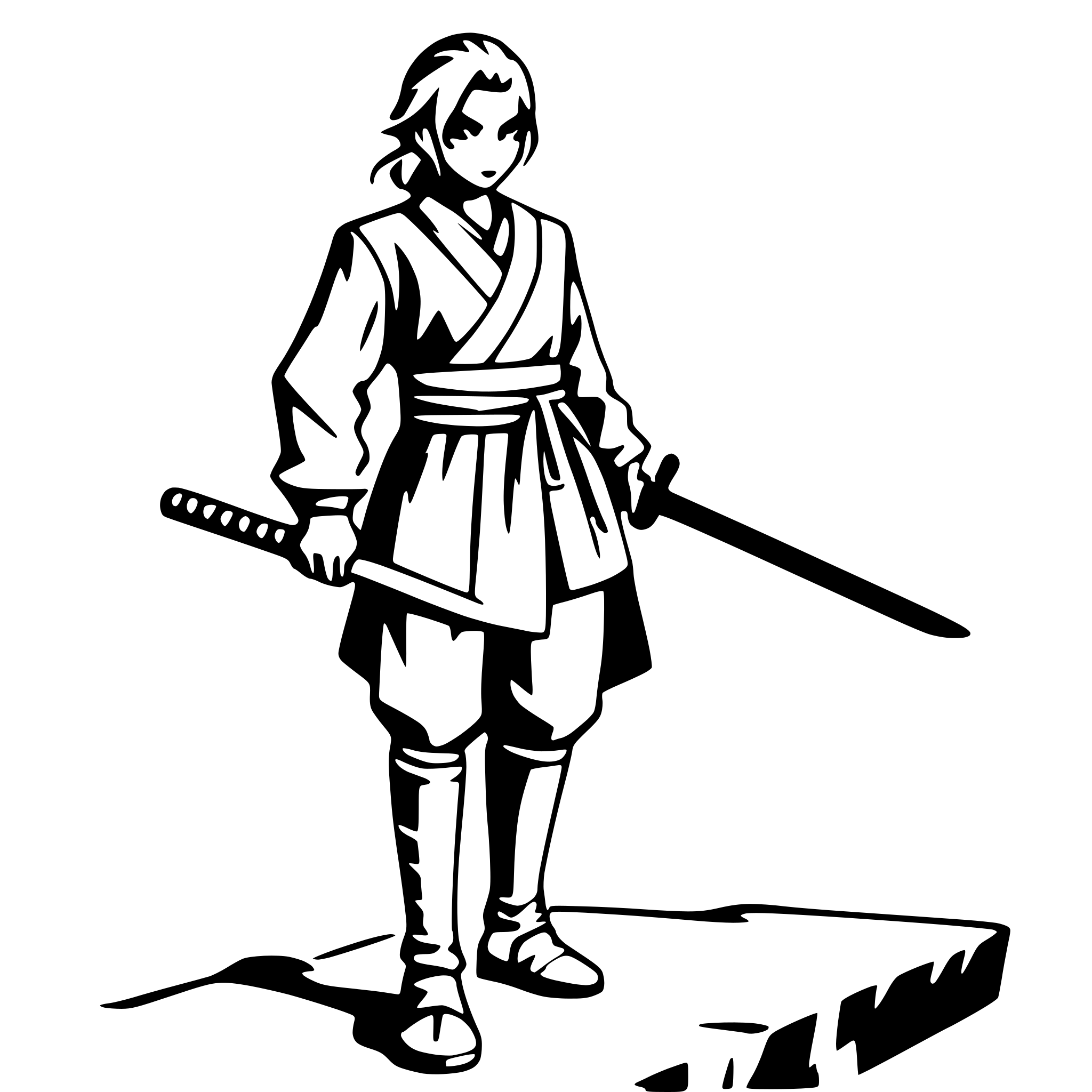 AI-generated SVG of 'samurai standing on cliff'