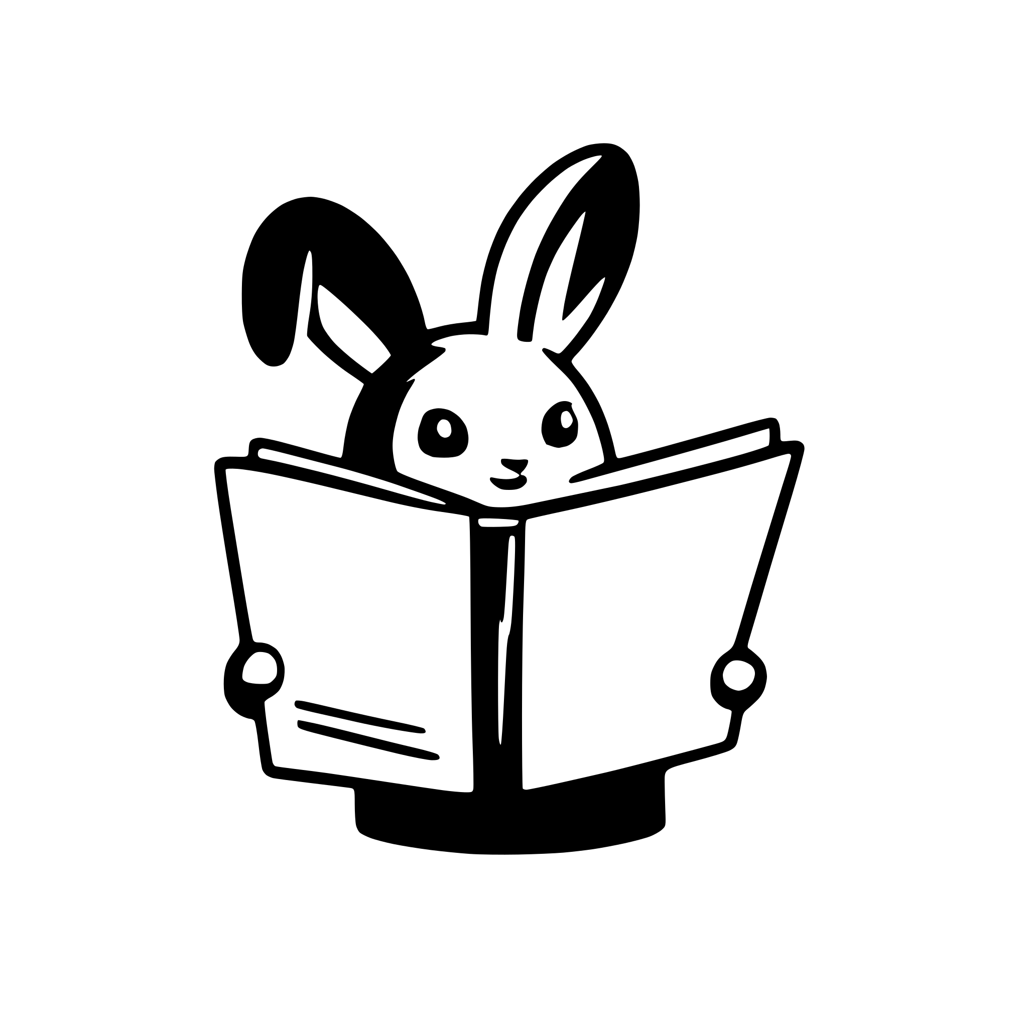 AI-generated SVG of a a bunny reading a long tabloid coming out of a hat