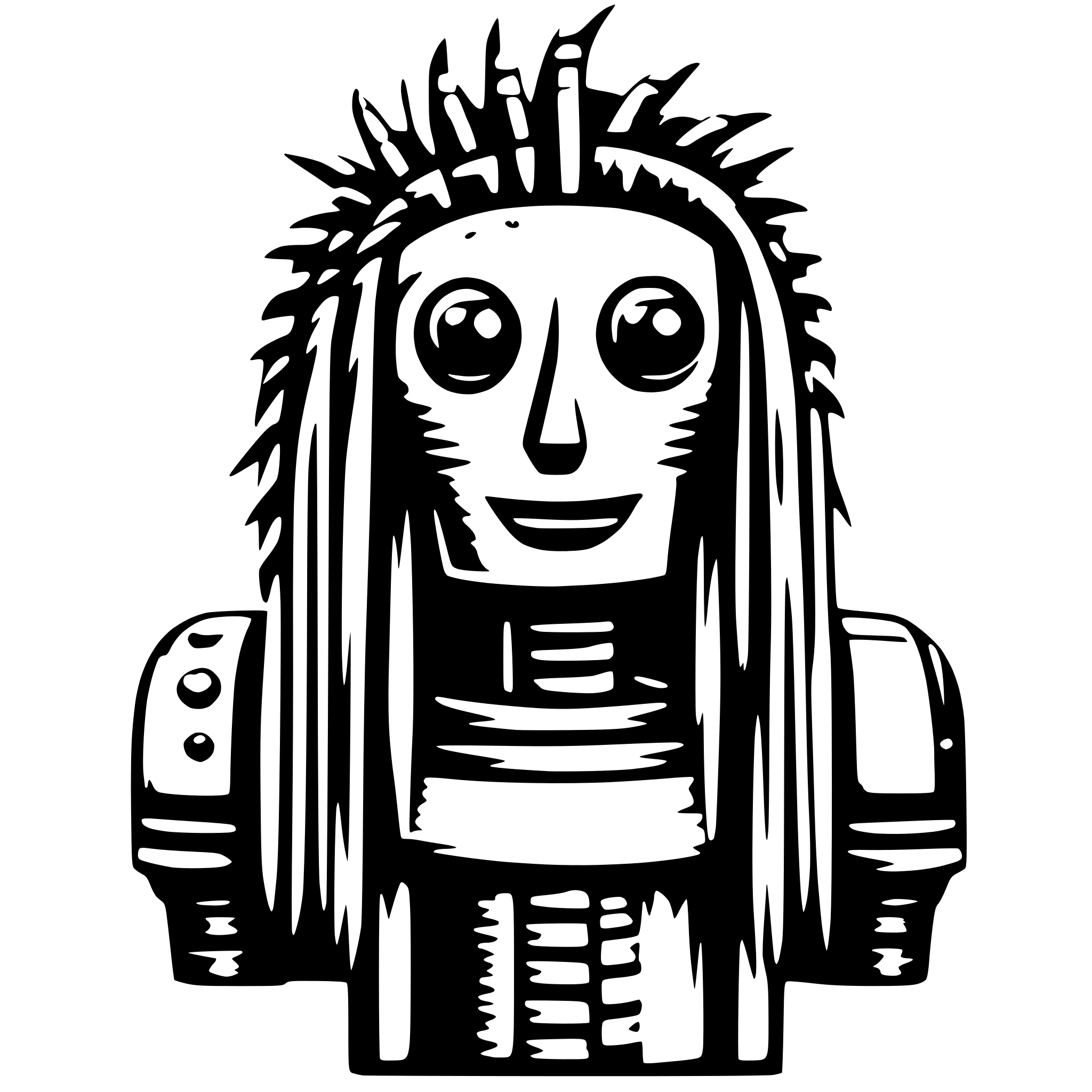 AI-generated SVG of 'robot with long dreadlocks'