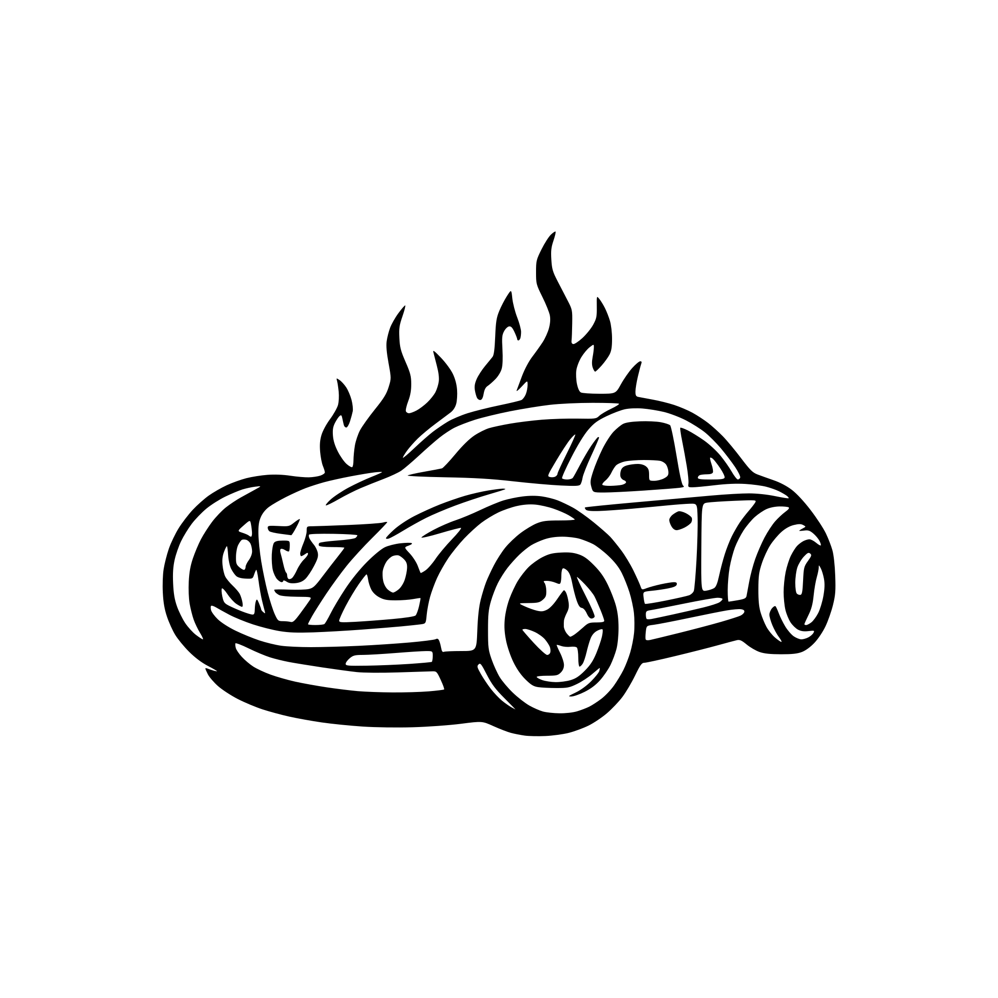 AI-generated SVG of a Three car wheels on a fire