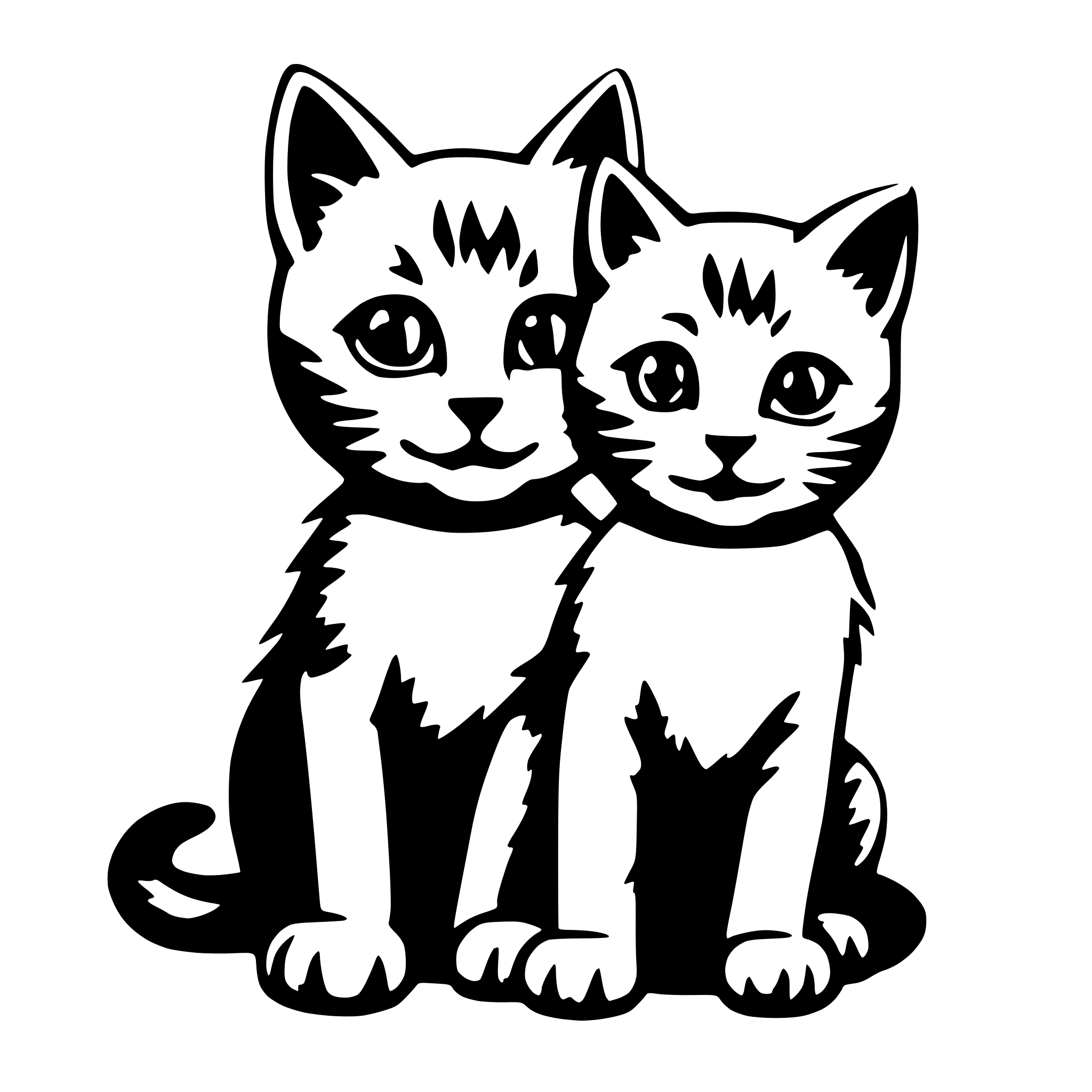 AI-generated SVG of a Simple sketches of kittens