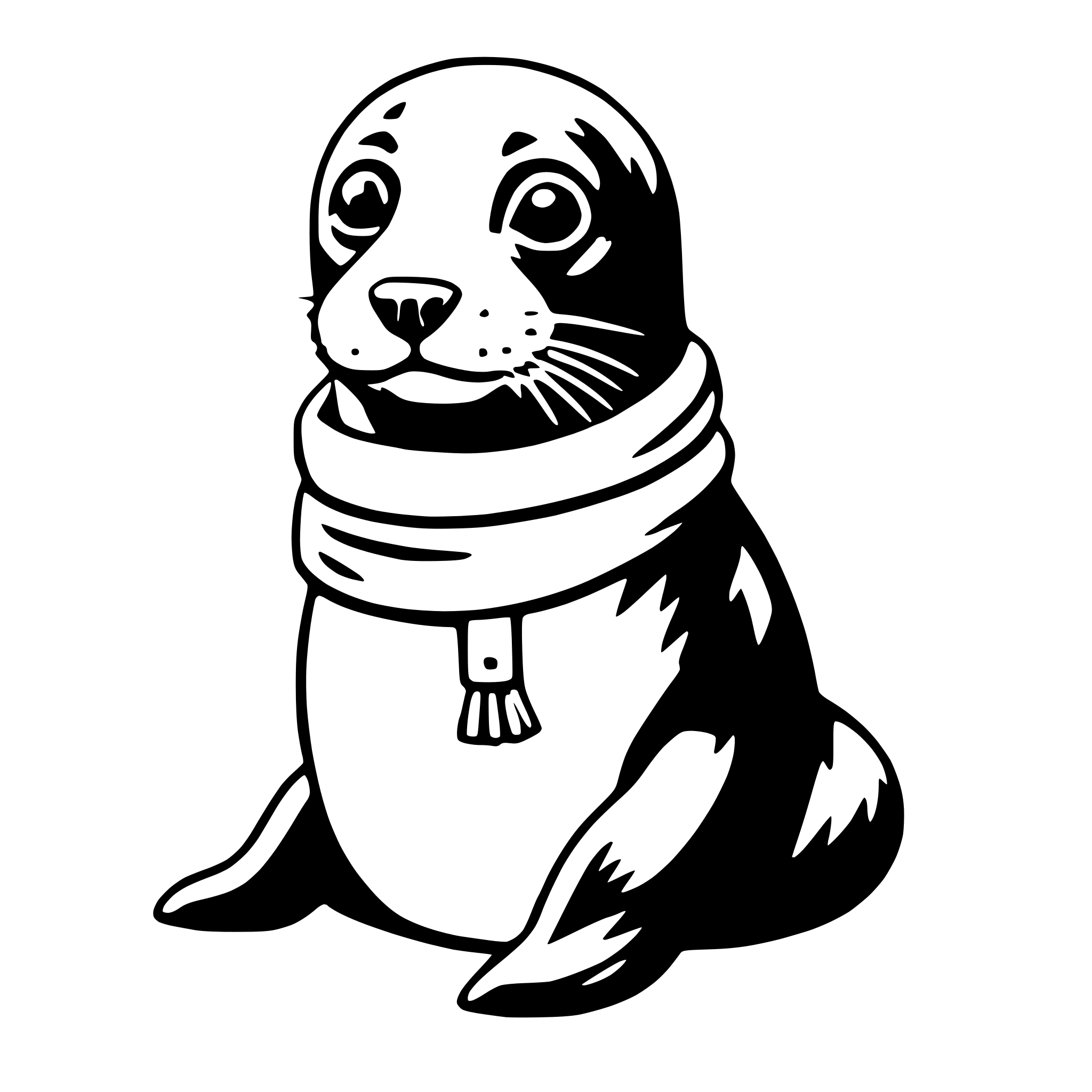 AI-generated SVG of 'seal with scarf'