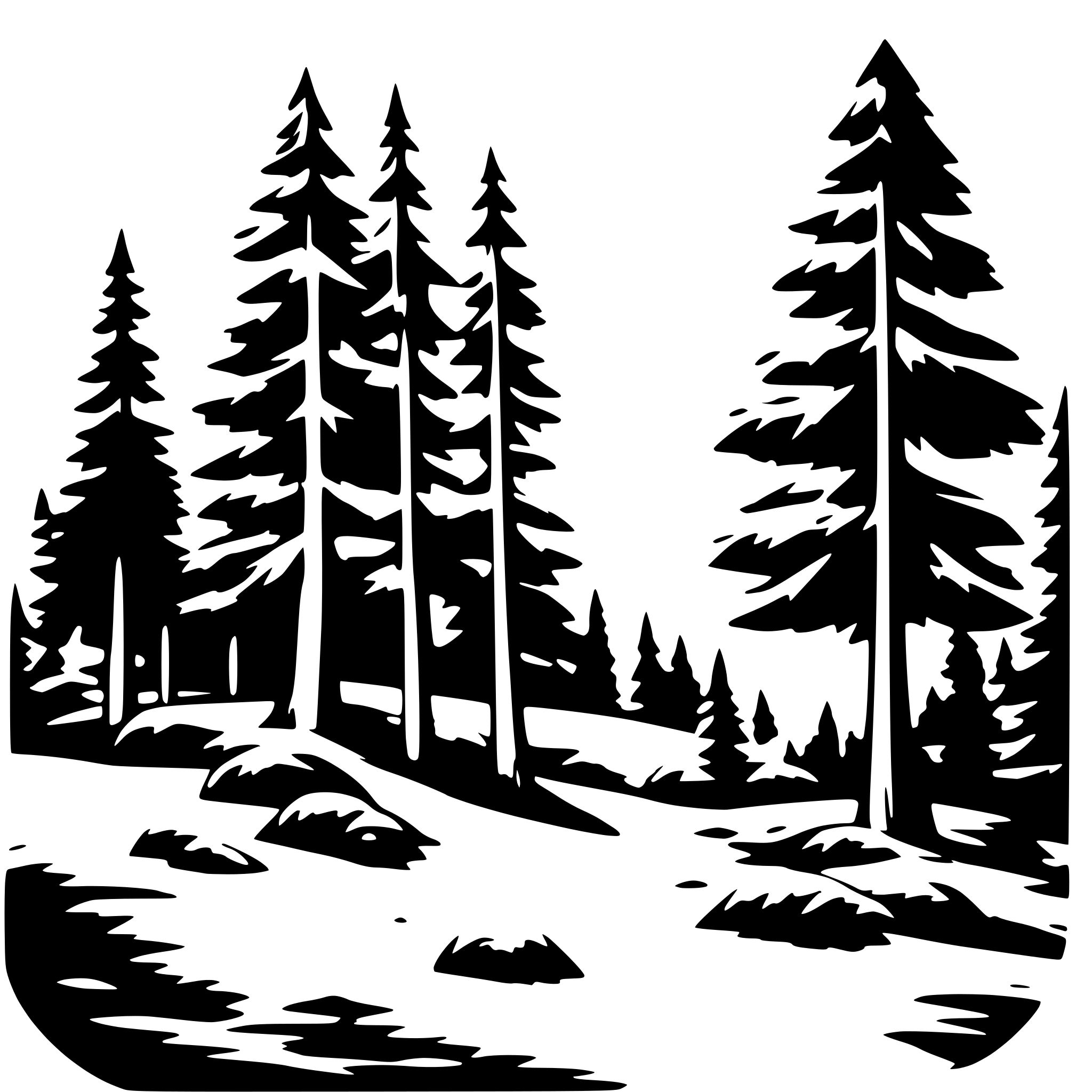 AI-generated SVG of a forest scene, pines, many needles