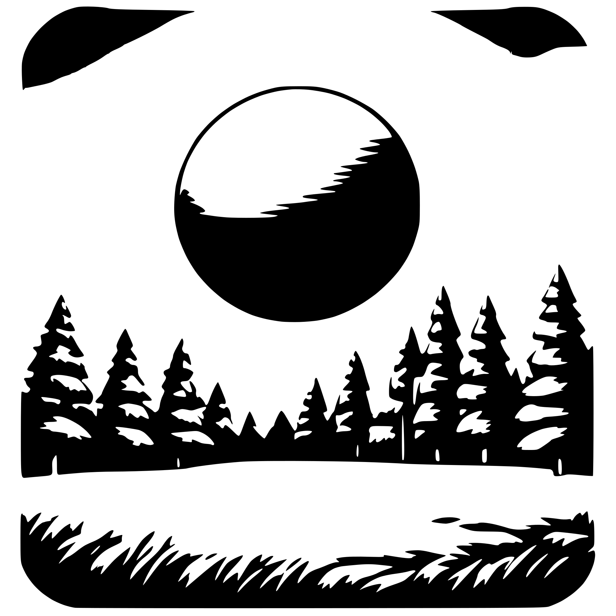 AI-generated SVG of 'big sun above forest'