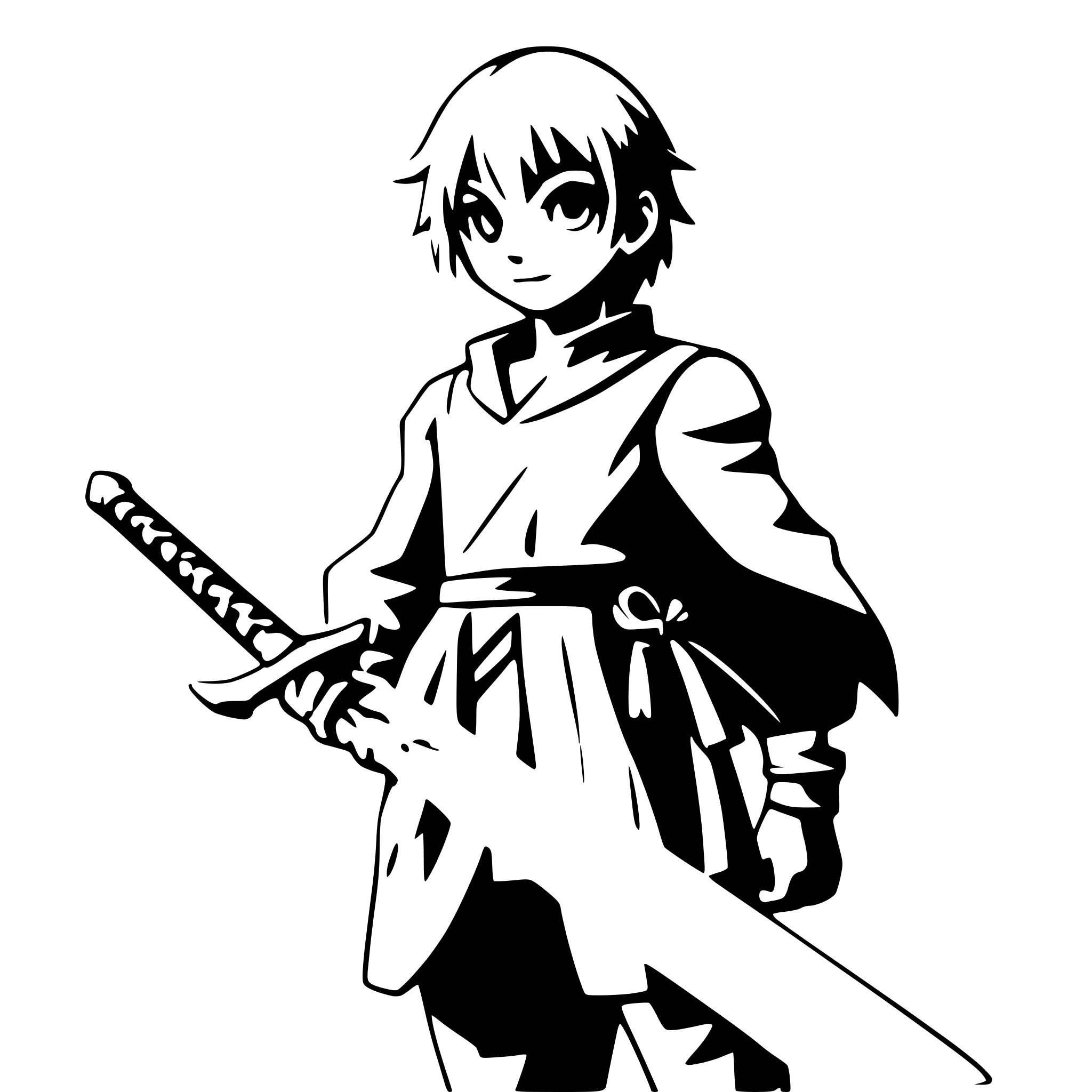 AI-generated SVG of 'boy with glowing sword'