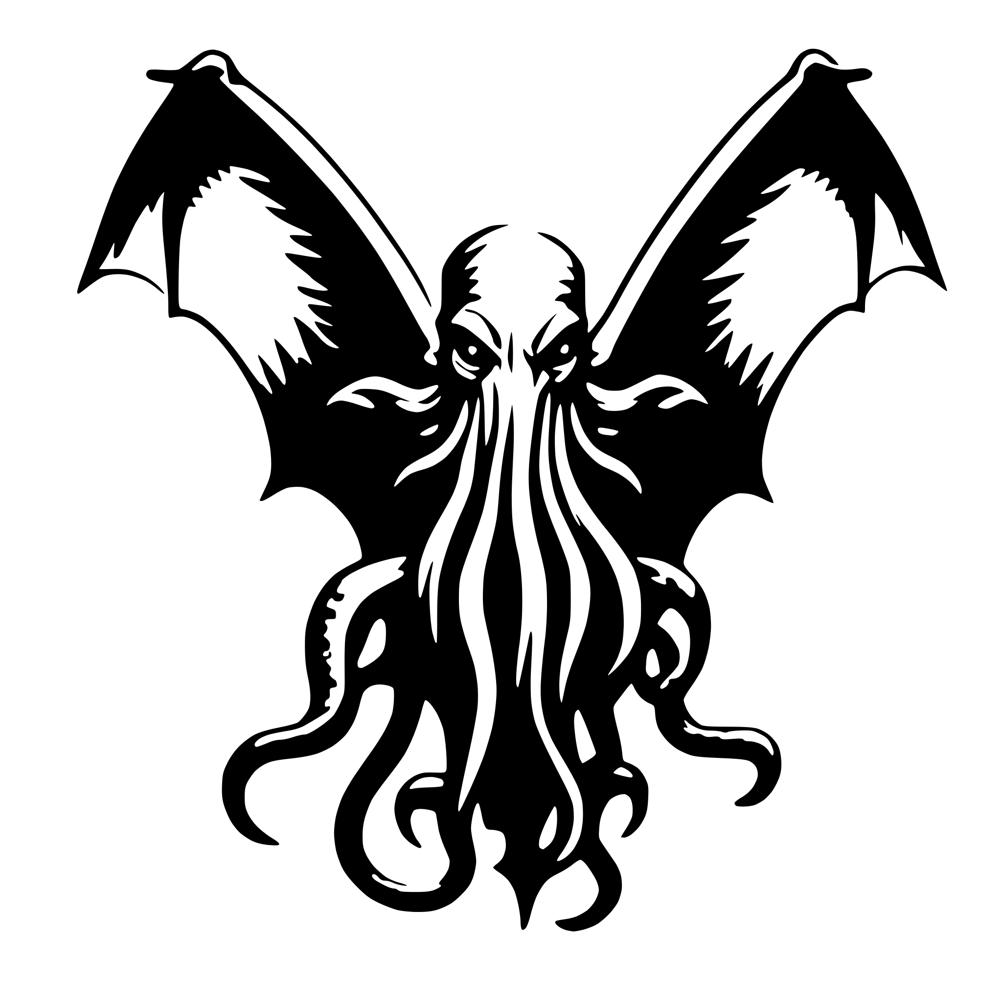 AI-generated SVG of 'cthulhu with bat wings'