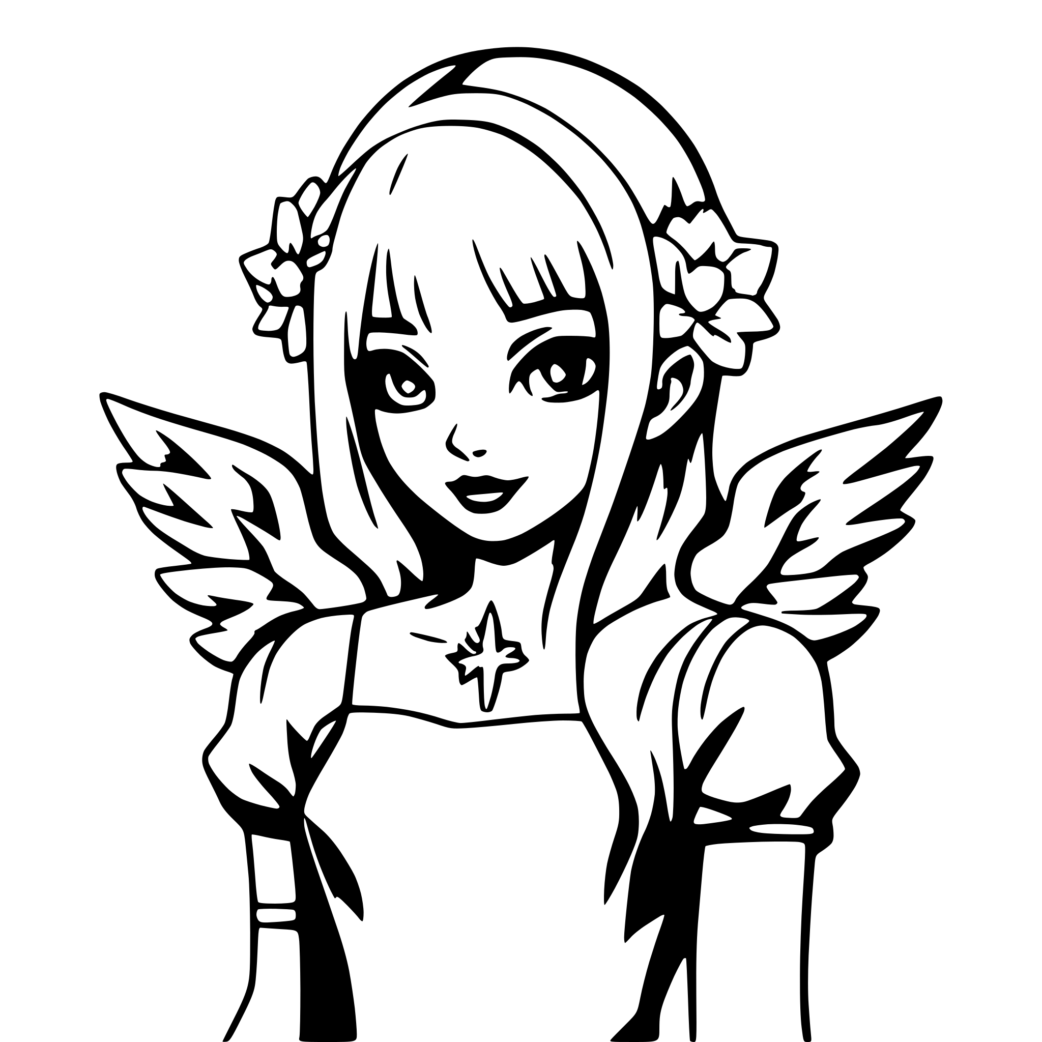AI-generated SVG of 'gothic angel with halo'