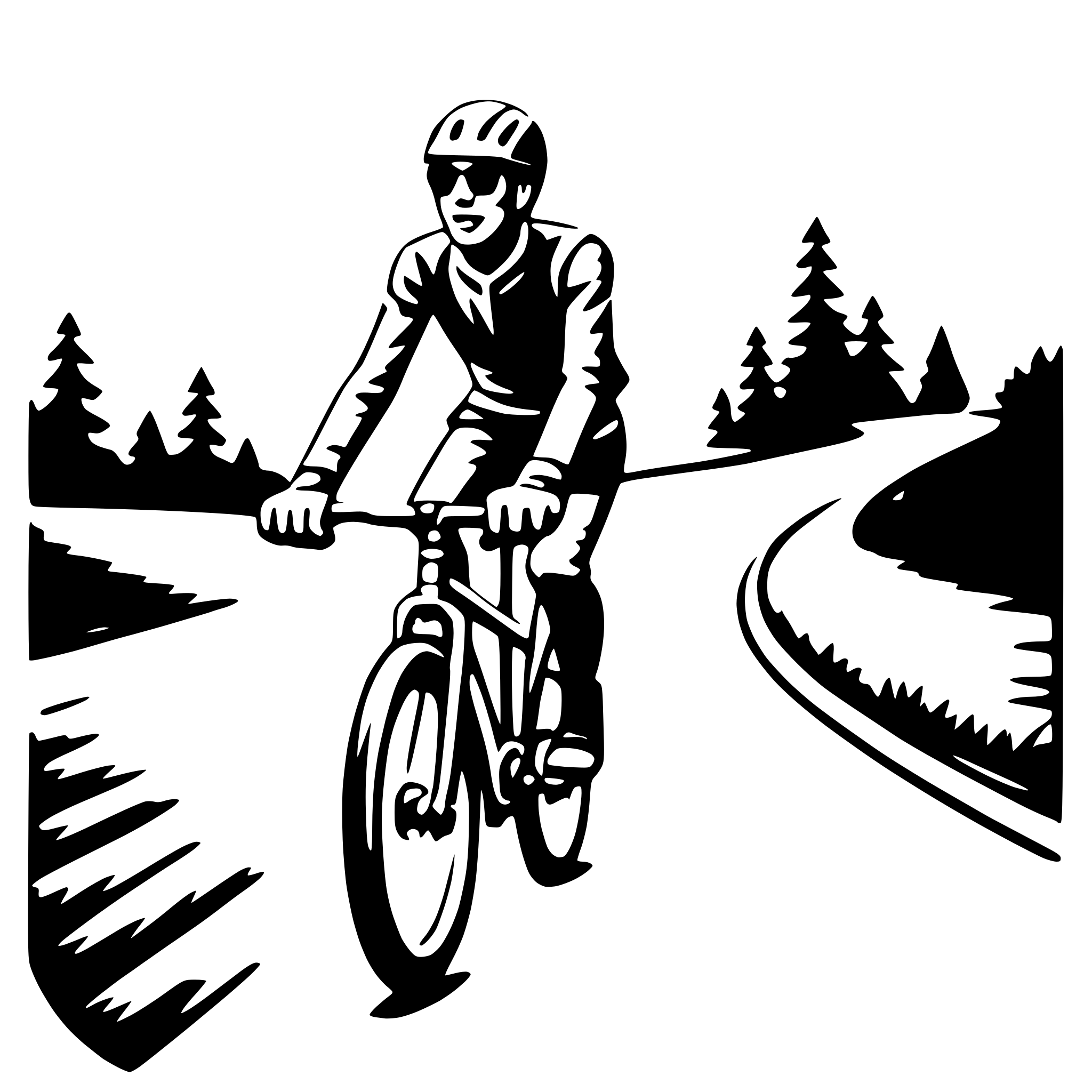 AI-generated SVG of 'mountain road biking'