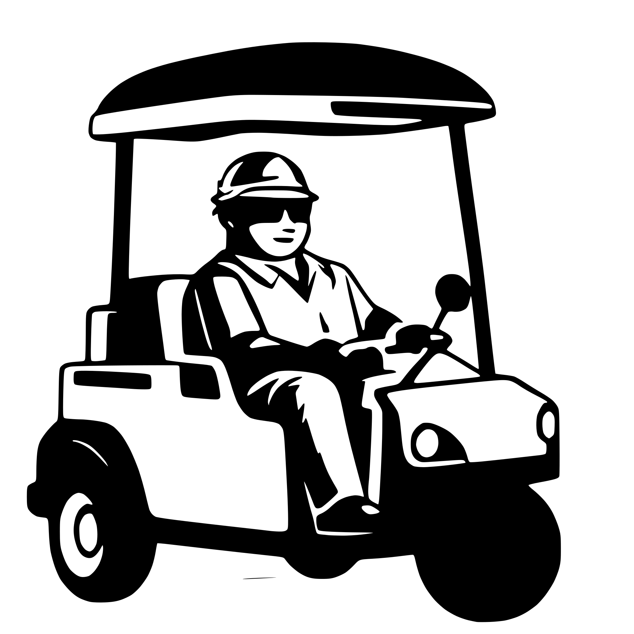 AI-generated SVG of 'a fat mafia man sitting inside a golf buggy'