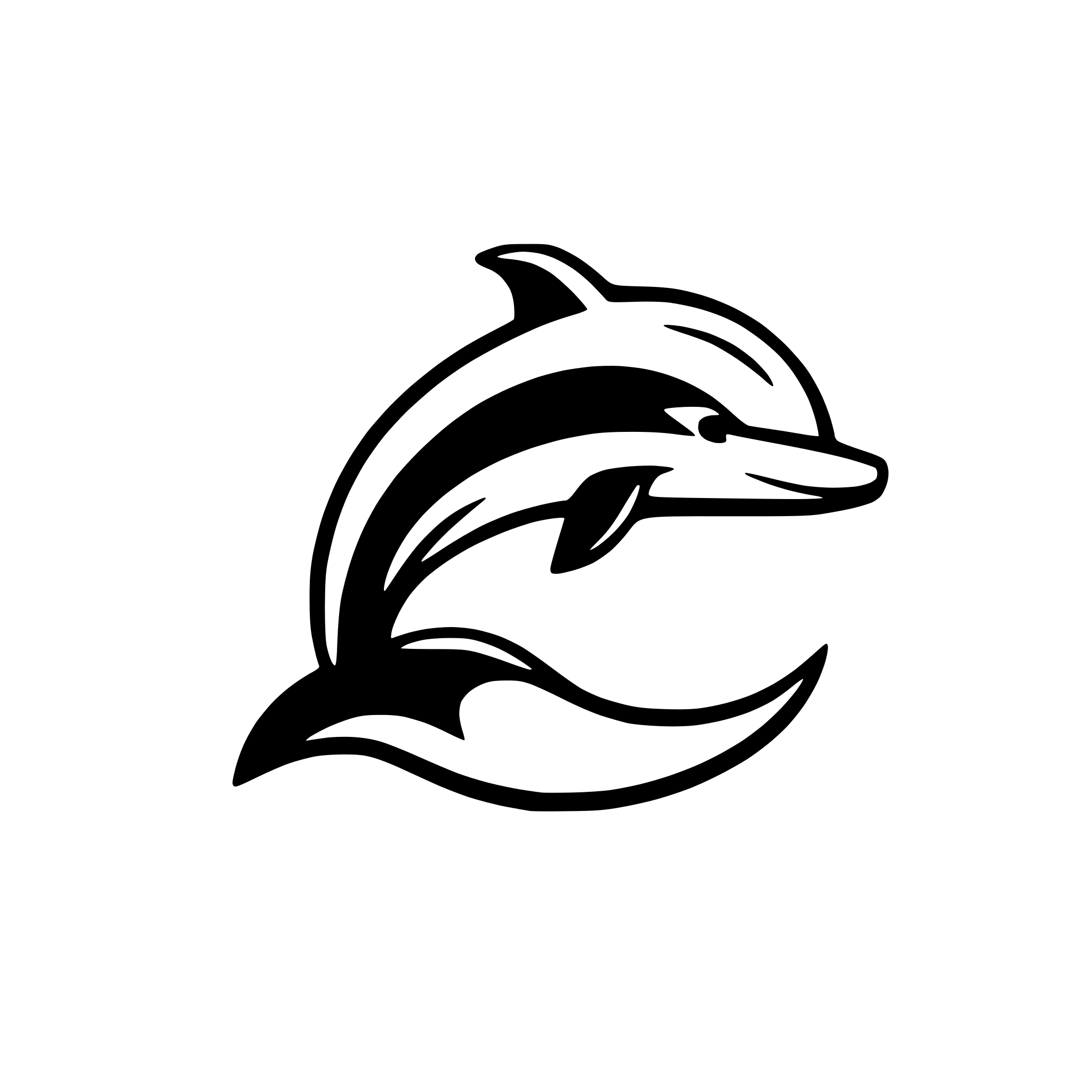 AI-generated SVG of a minimalist dolphin with wave
