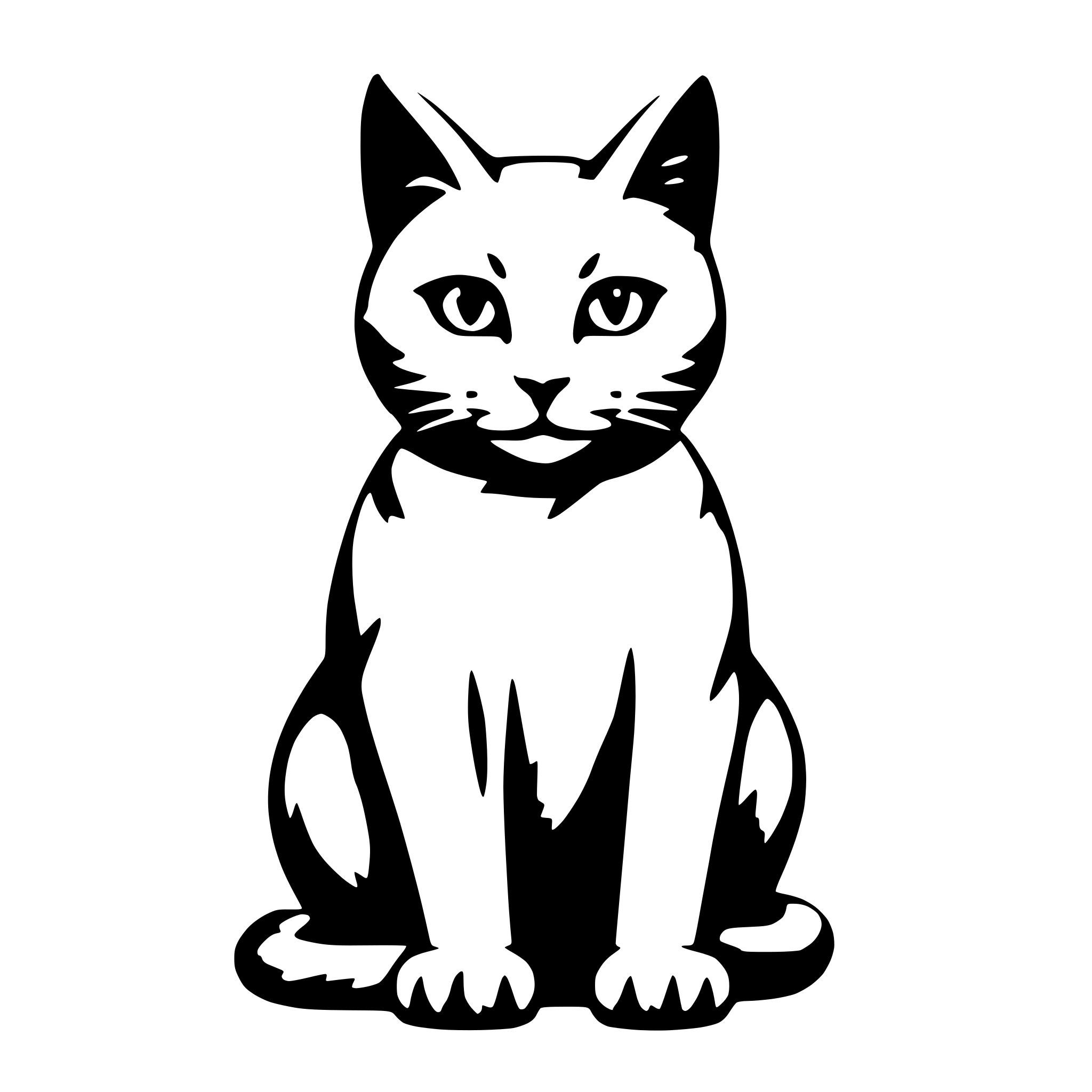 AI-generated SVG of a simple sitting cat outline front