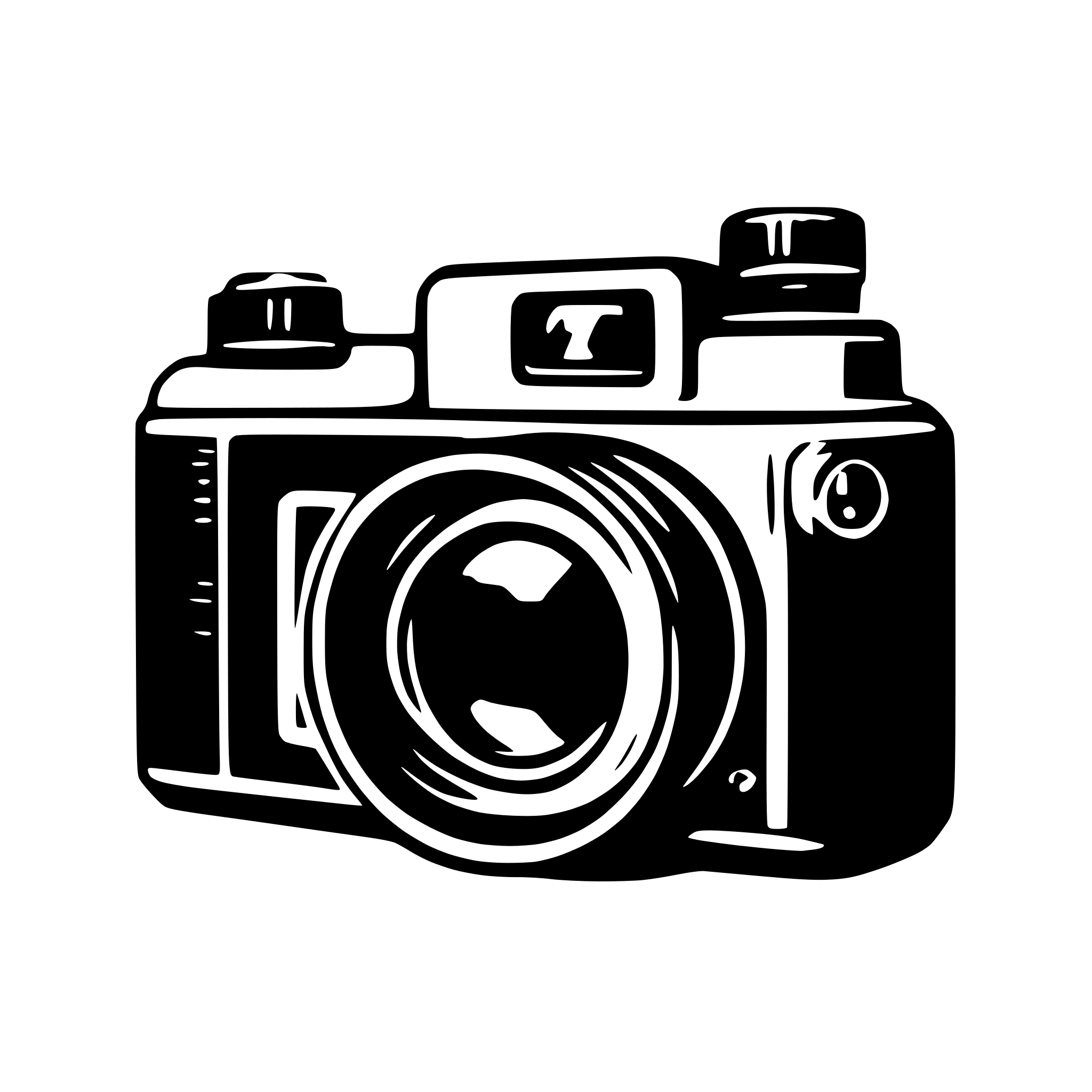 AI-generated SVG of a photo camera, black, simple, logo for an APP