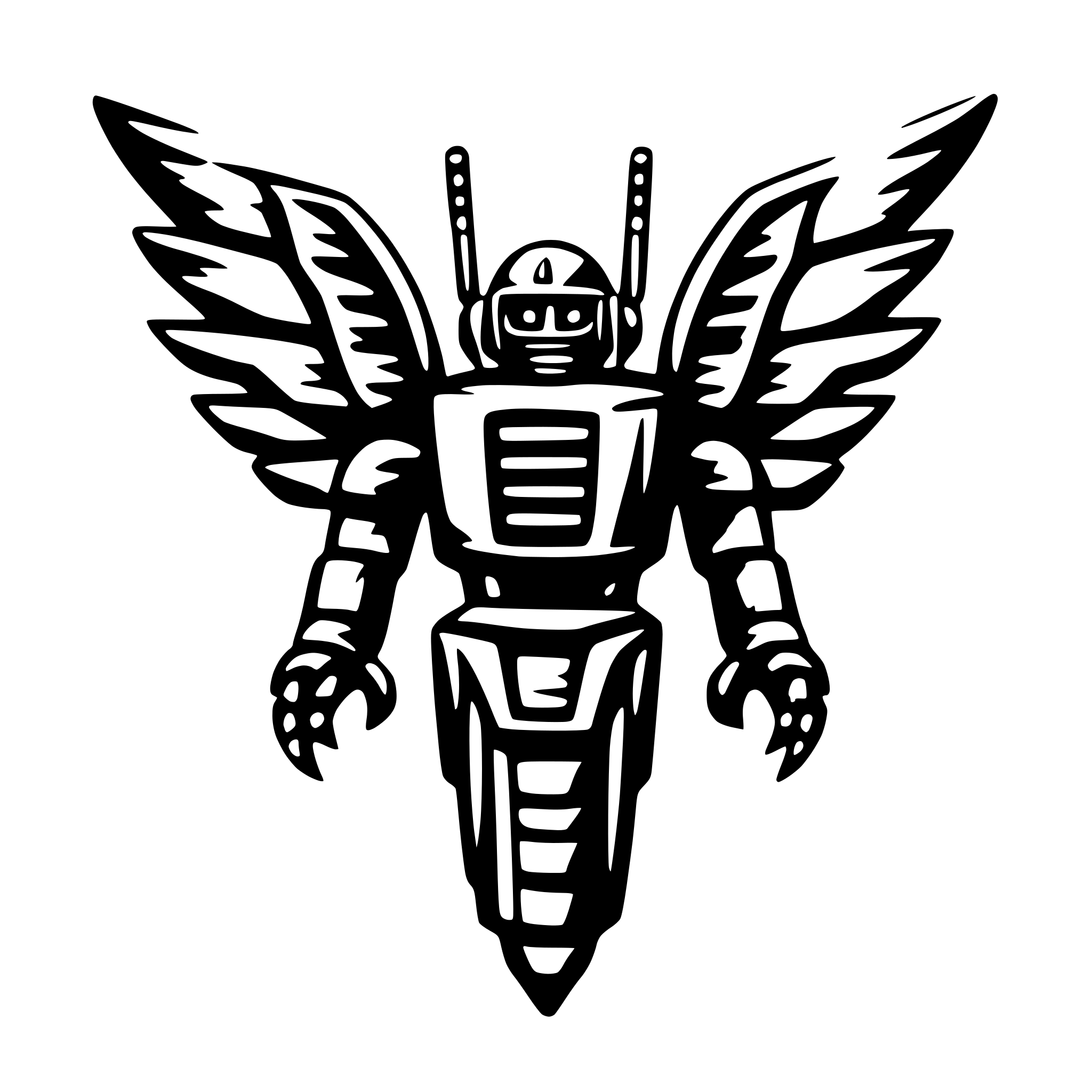 AI-generated SVG of 'transformer with wings'