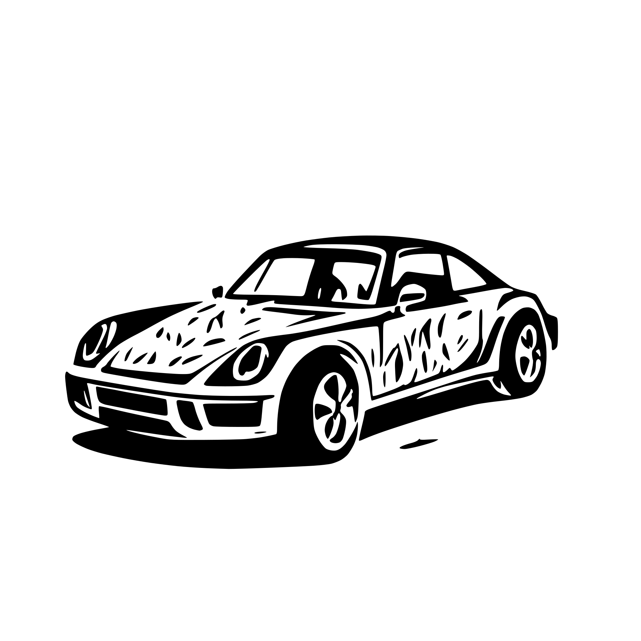 AI-generated SVG of a porche burning out