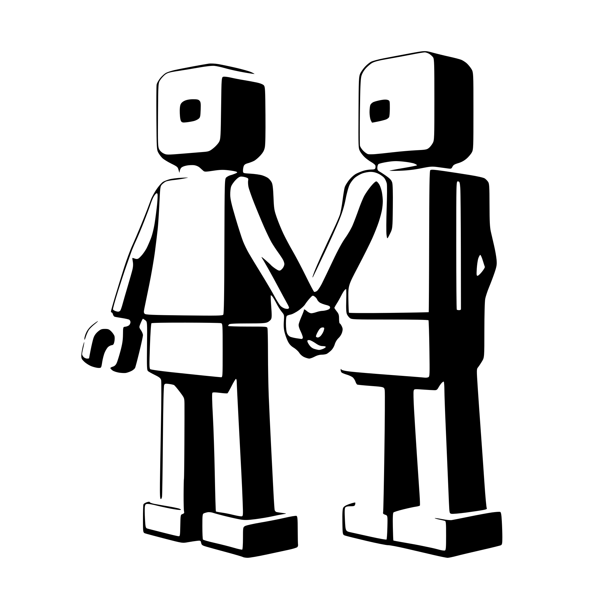AI-generated SVG of a two lego bricks walking hand in hand