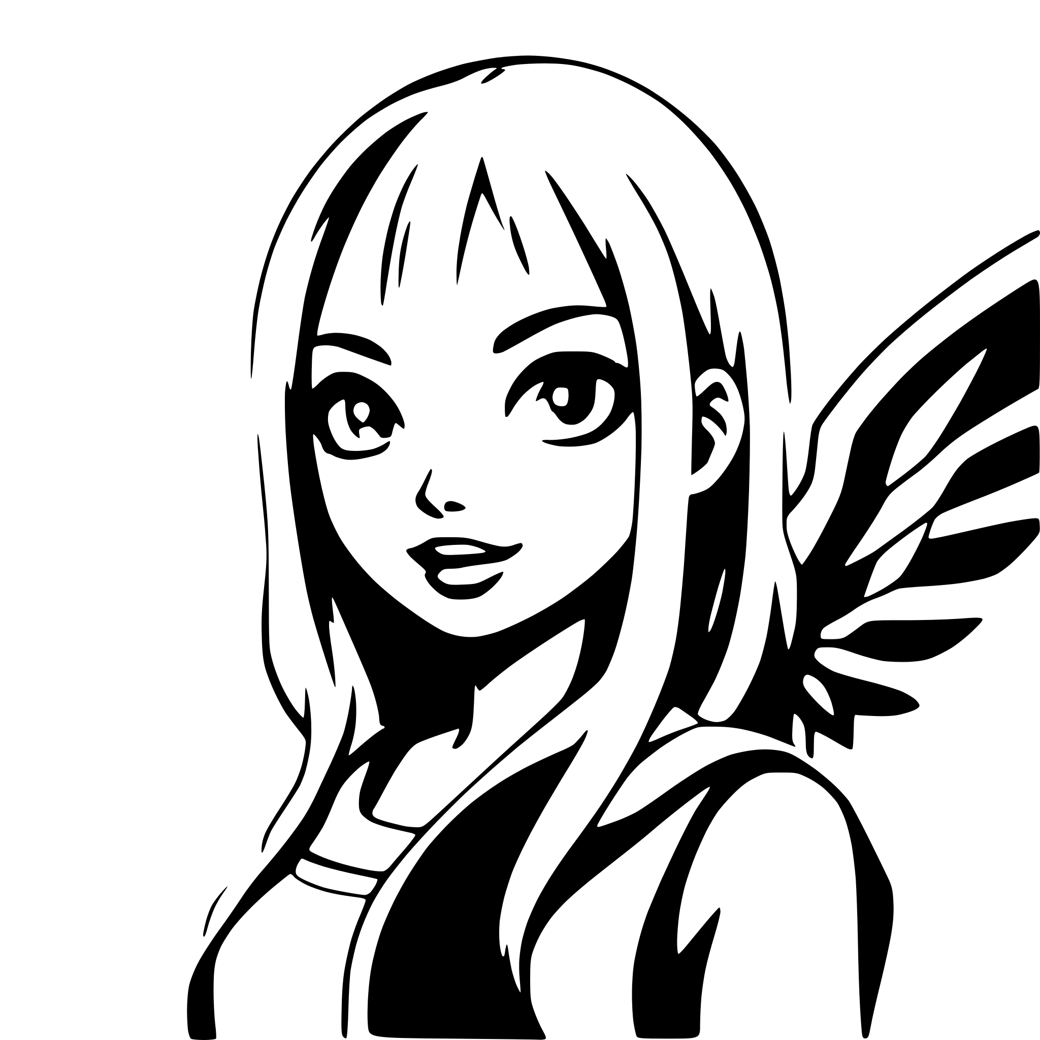 AI-generated SVG of a girl with shadowy wings
