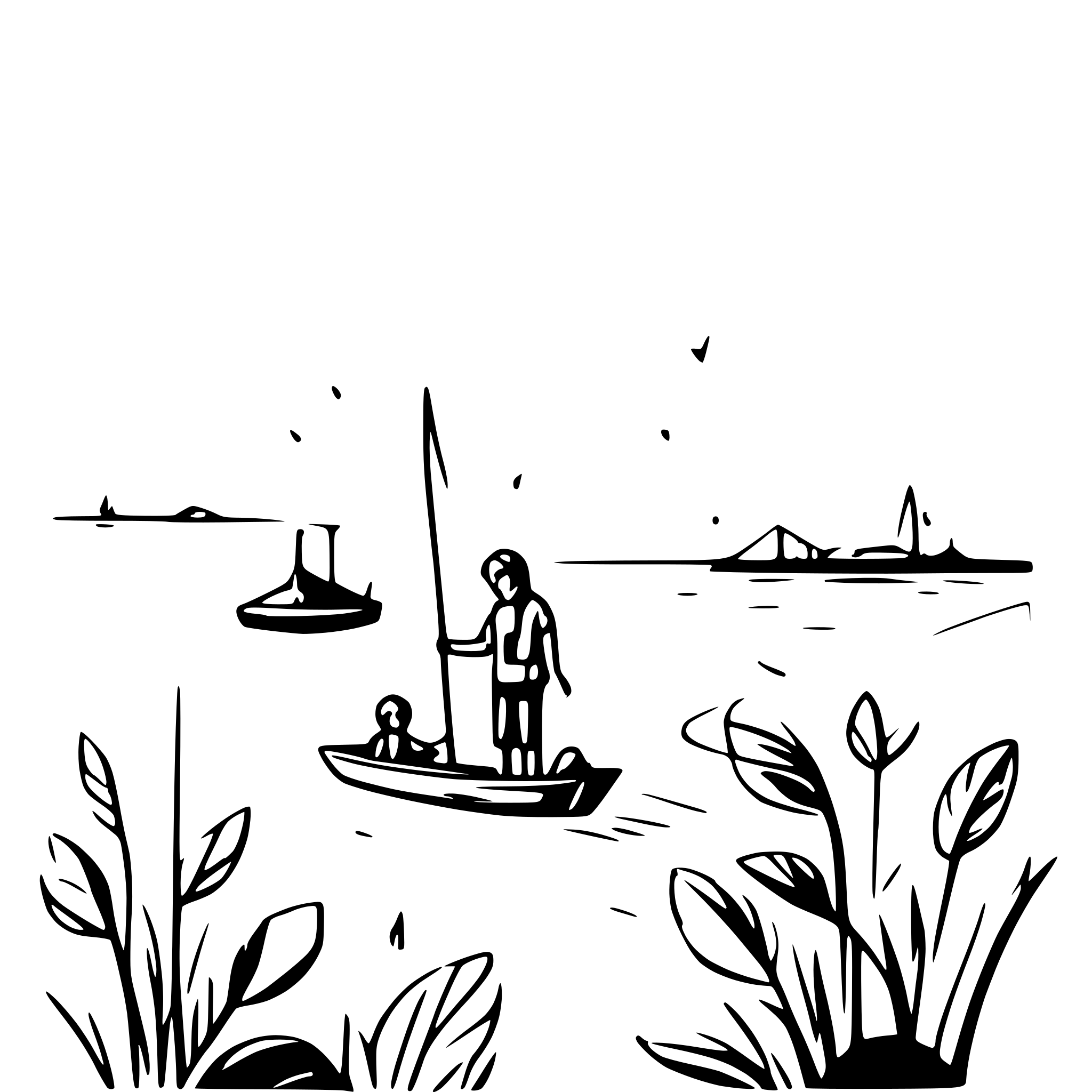 AI-generated SVG of a people fishing in the ocean