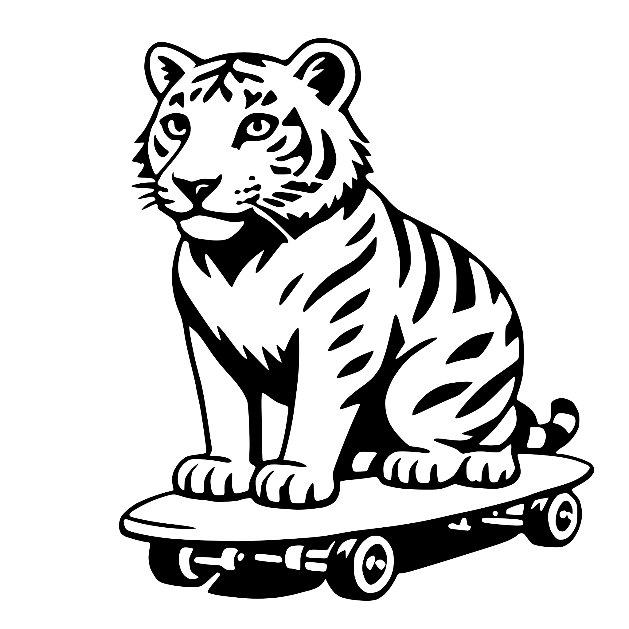 AI-generated SVG of 'tiger with skateboard'