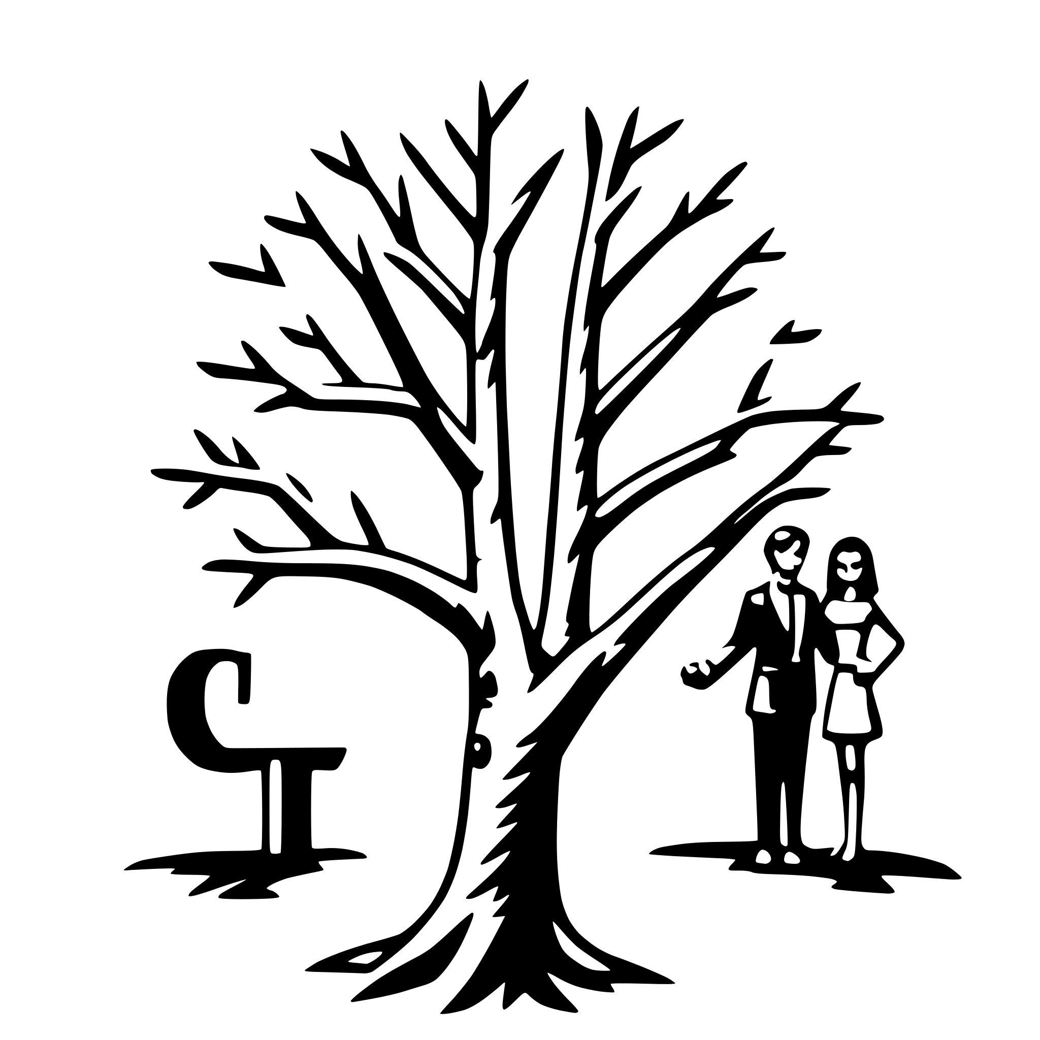 AI-generated SVG of a couple's initials in tree