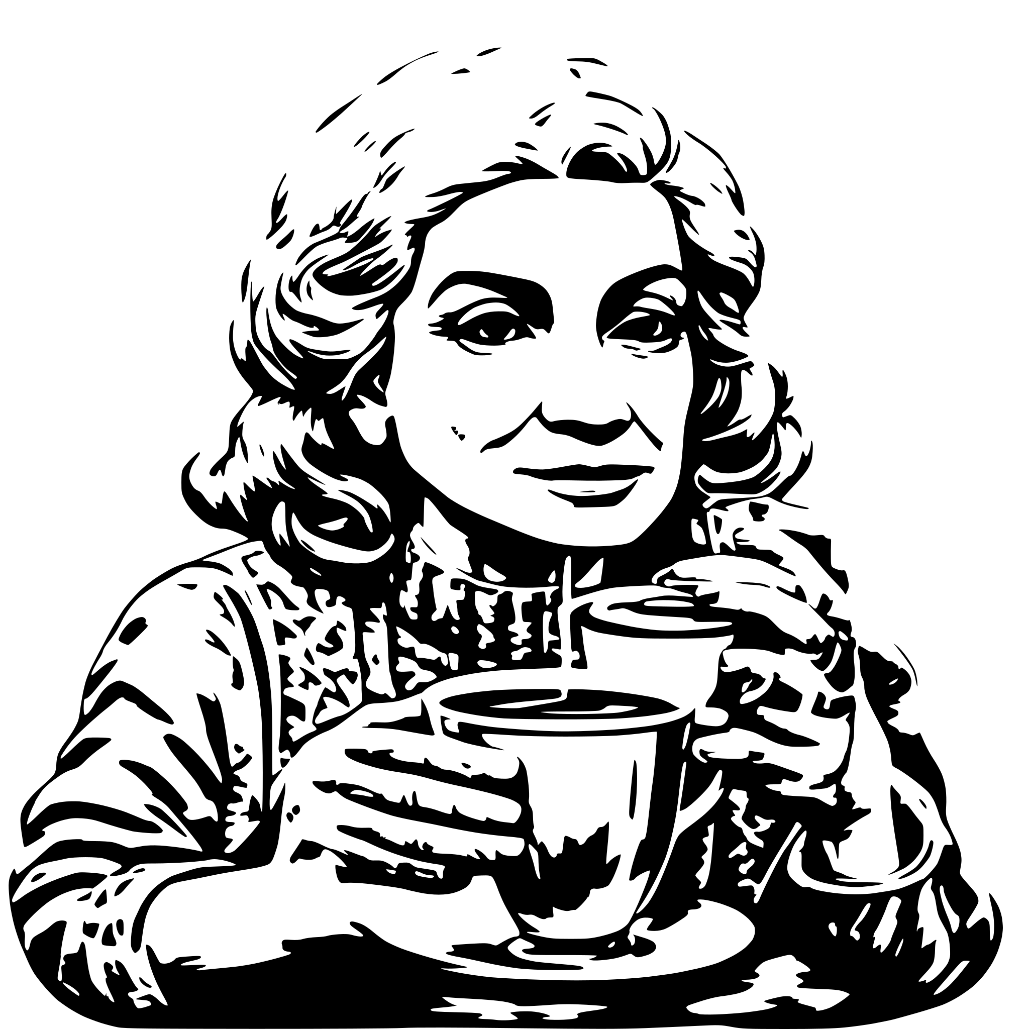 AI-generated SVG of 'grandma drinking coffee'