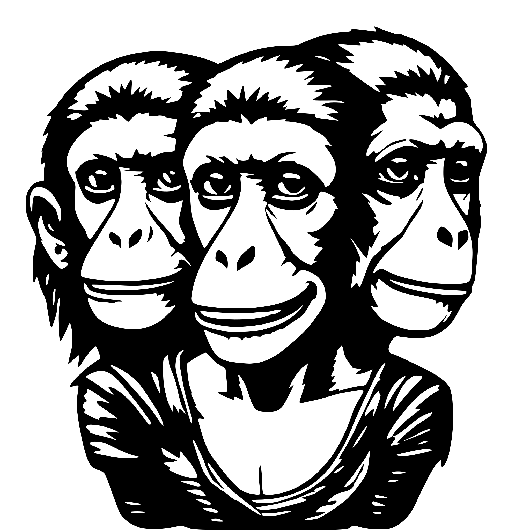 AI-generated SVG of a One monkey with three heads